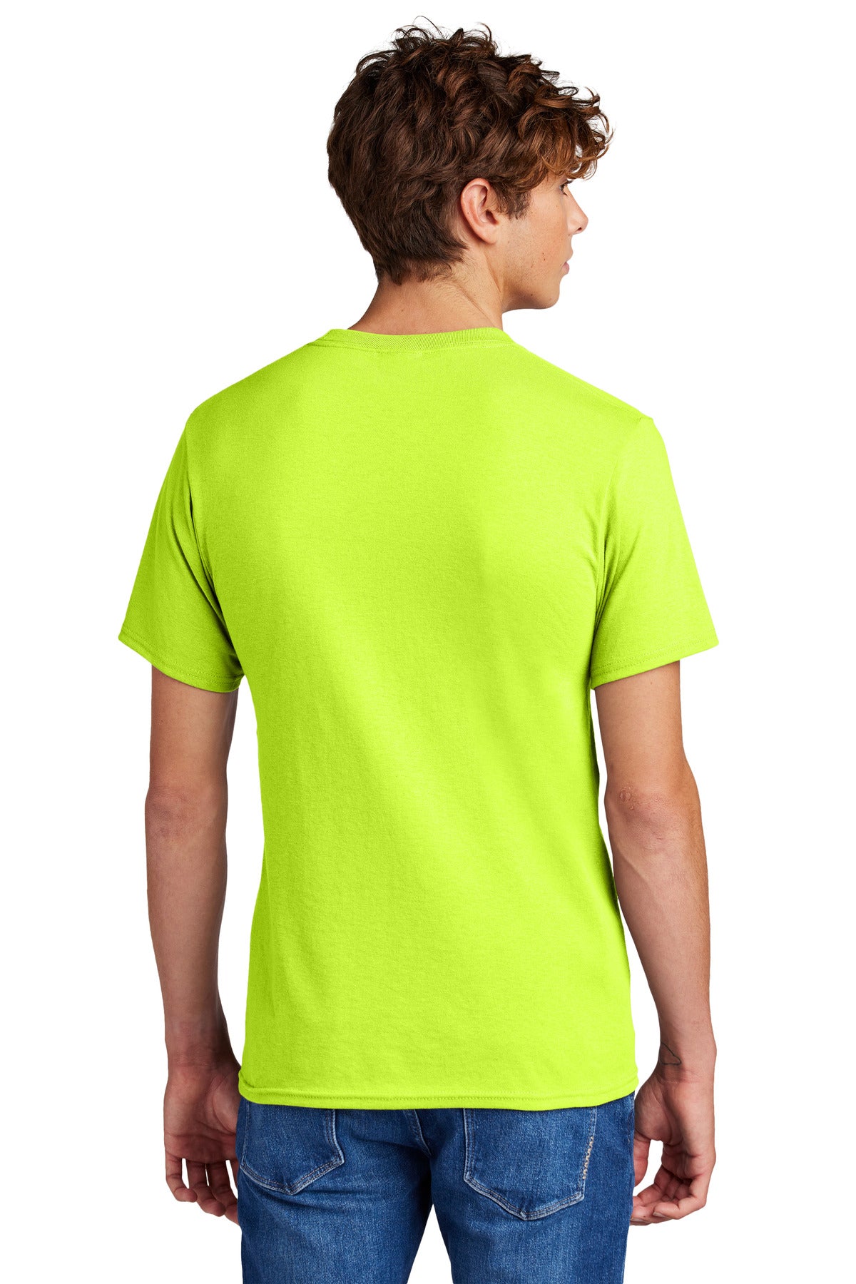 Custom Embroidered Port & Company - Core Blend Tee. PC55,Safety Green