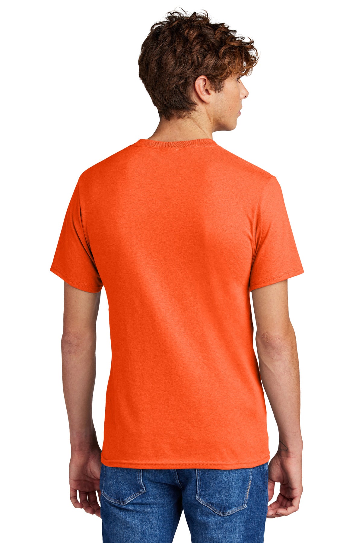 Custom Embroidered Port & Company - Core Blend Tee. PC55,Safety Orange