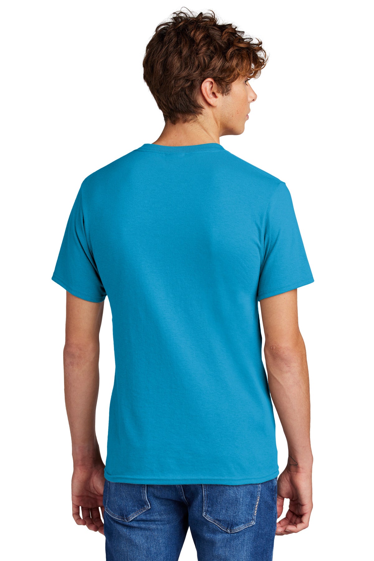 Custom Embroidered Port & Company - Core Blend Tee. PC55,Neon Blue