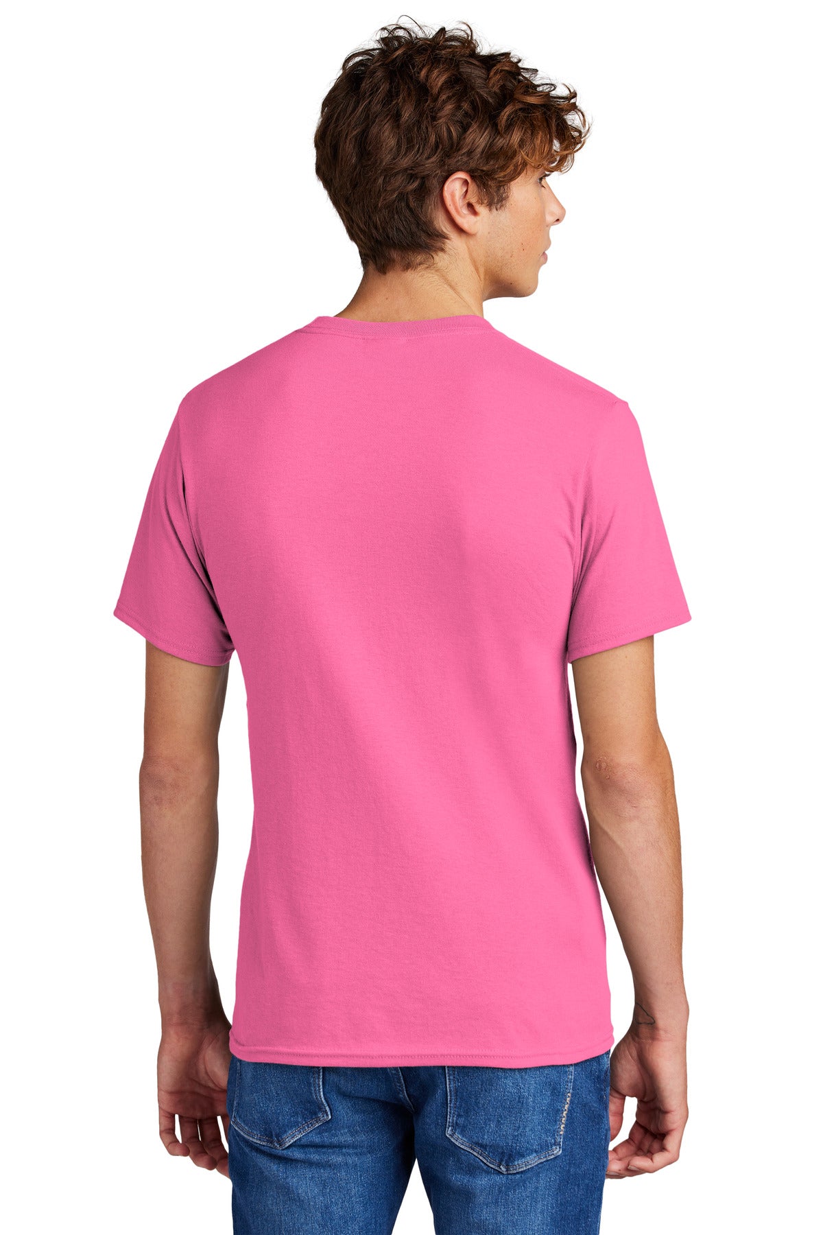 Custom Embroidered Port & Company - Core Blend Tee. PC55,Neon Pink