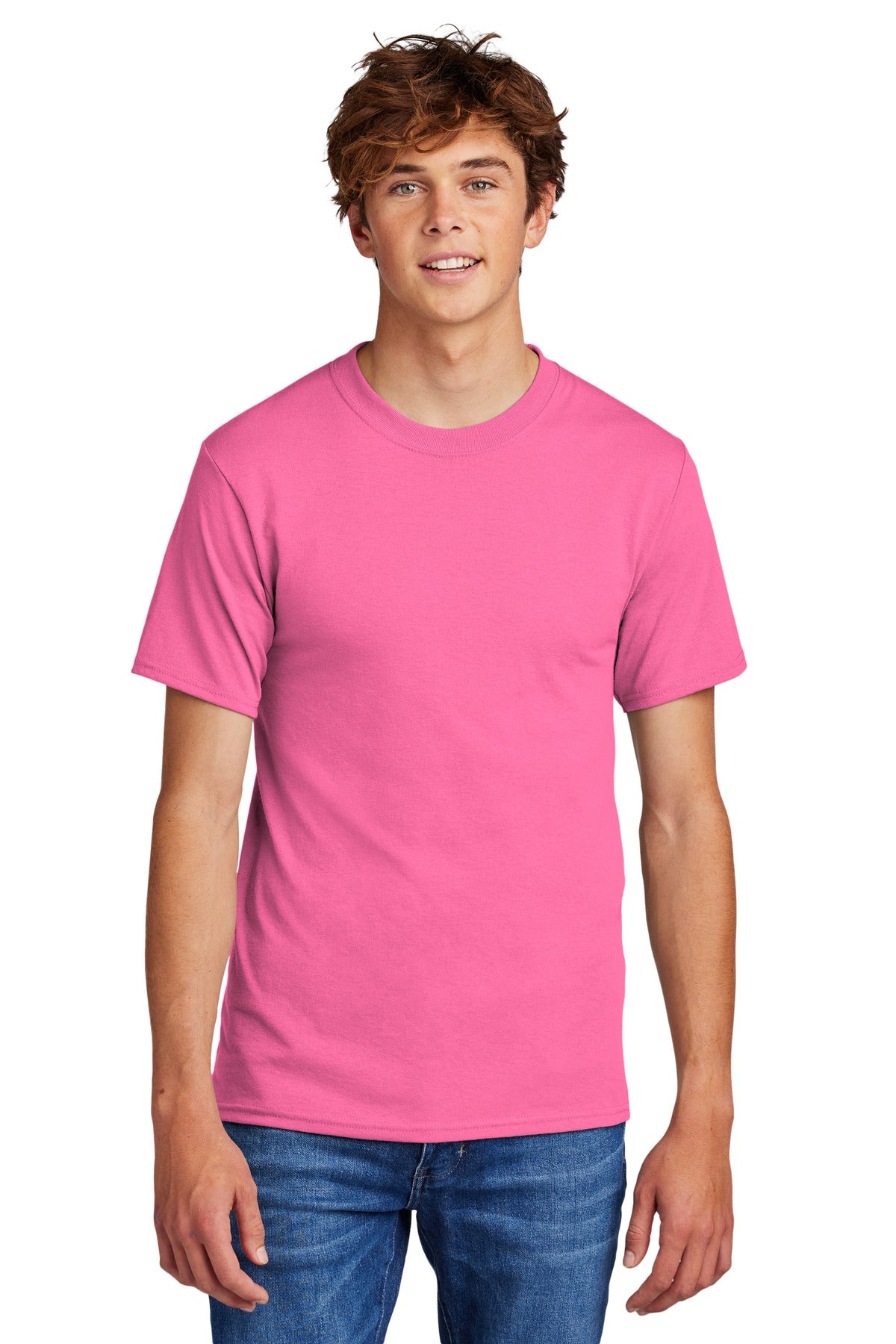 Port & Company - Core Blend Tee. PC55 Neon Pink