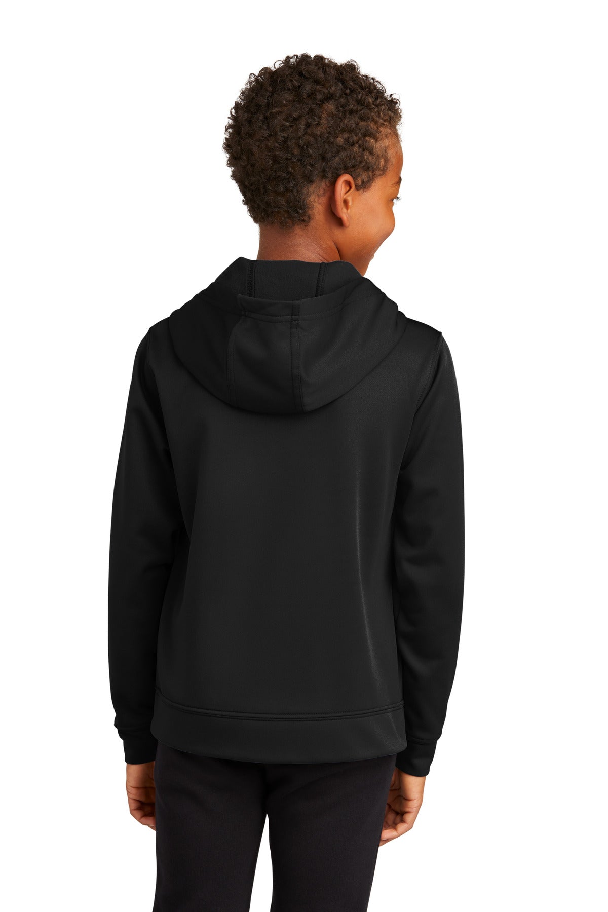 Custom Embroidered Port & CompanyYouth Performance Fleece Pullover Hooded Sweatshirt. PC590YH,Jet Black