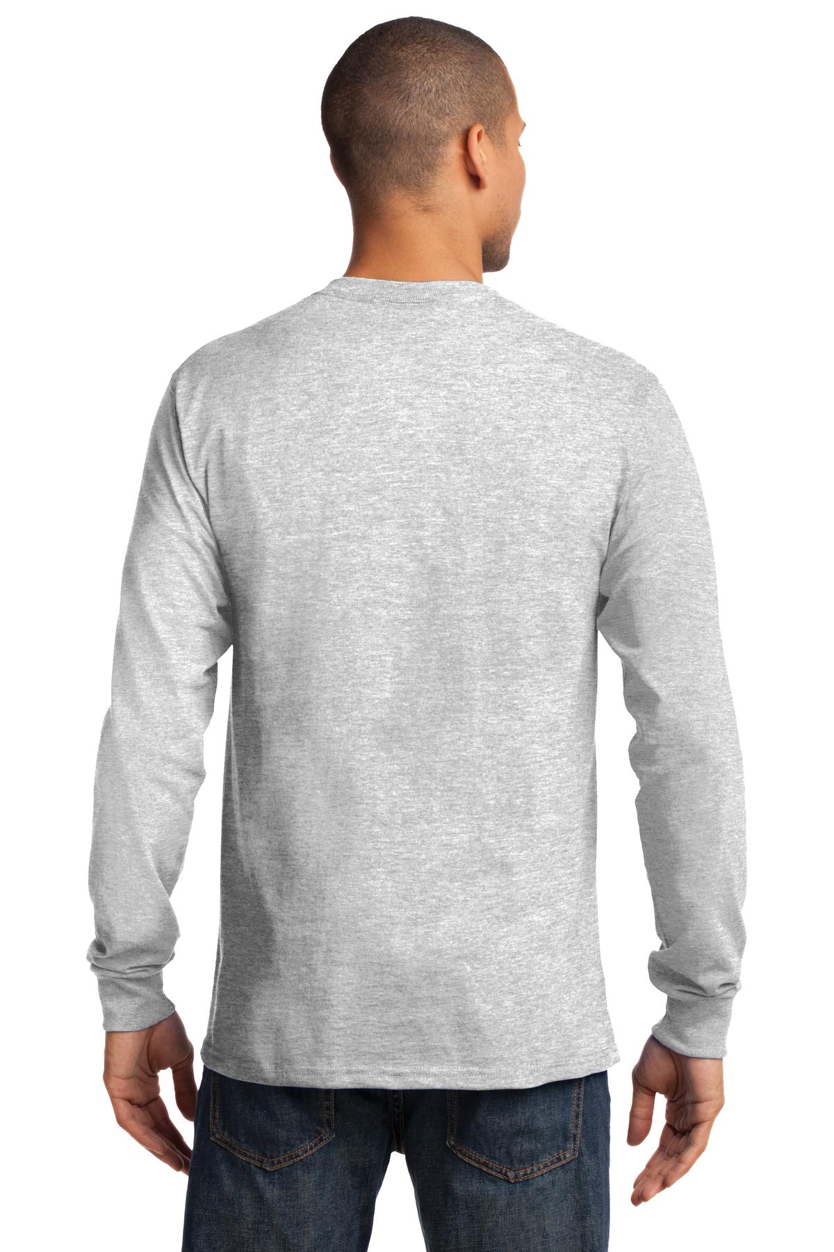 Custom Embroidered Port & Company - Tall Long Sleeve Essential Tee. PC61LST,Ash