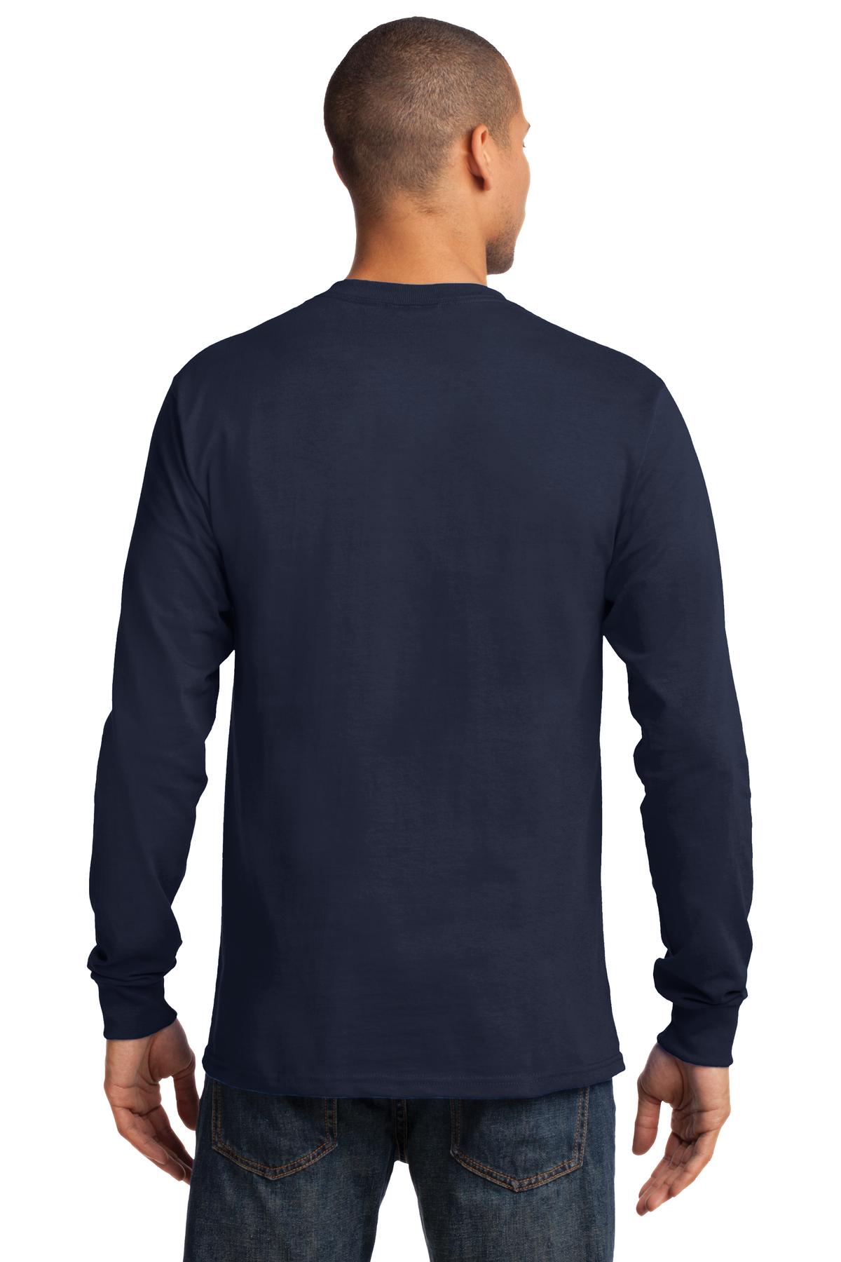 Custom Embroidered Port & Company - Tall Long Sleeve Essential Tee. PC61LST,Deep Navy