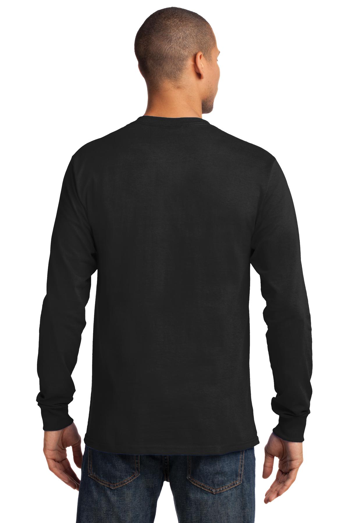 Custom Embroidered Port & Company - Tall Long Sleeve Essential Tee. PC61LST,Jet Black
