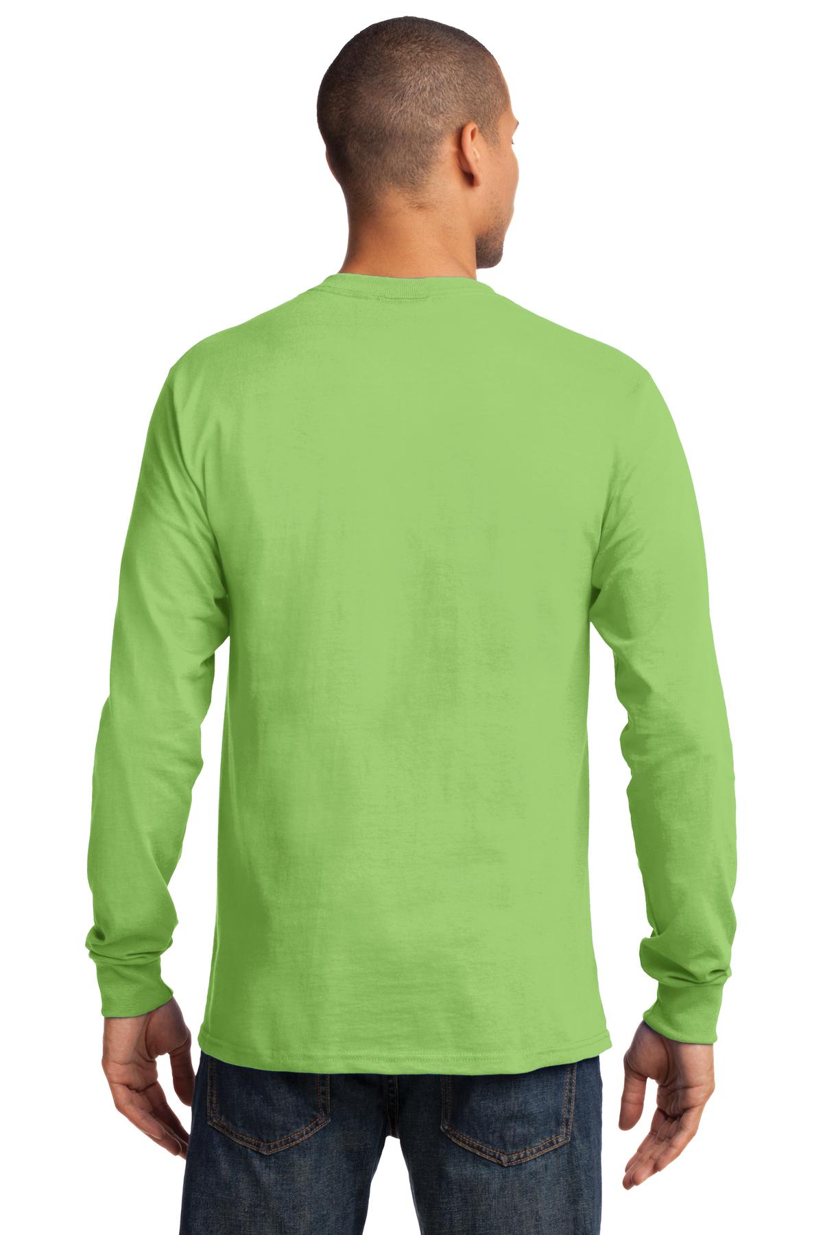 Custom Embroidered Port & Company - Tall Long Sleeve Essential Tee. PC61LST,Lime