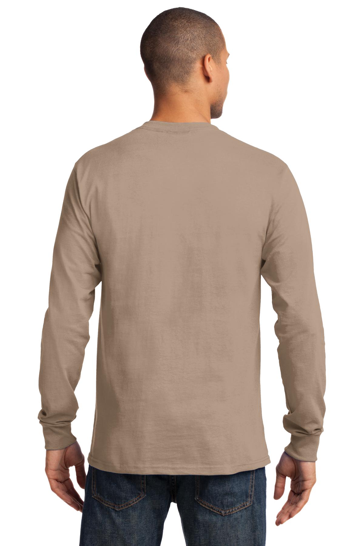 Custom Embroidered Port & Company - Tall Long Sleeve Essential Tee. PC61LST,Sand