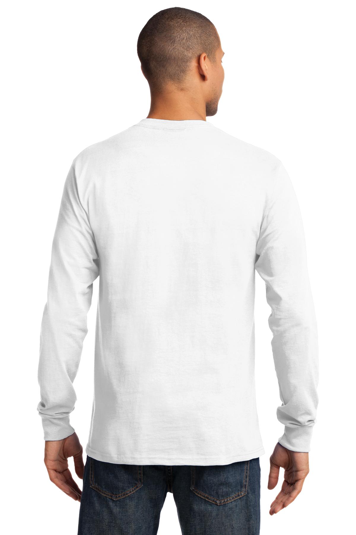 Custom Embroidered Port & Company - Tall Long Sleeve Essential Tee. PC61LST,White