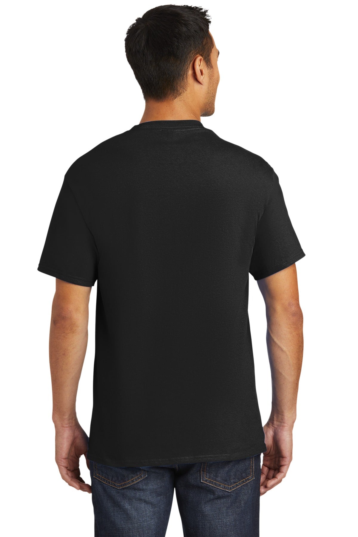 Custom Embroidered Port & Company - Tall Essential Pocket Tee. PC61PT,Jet Black