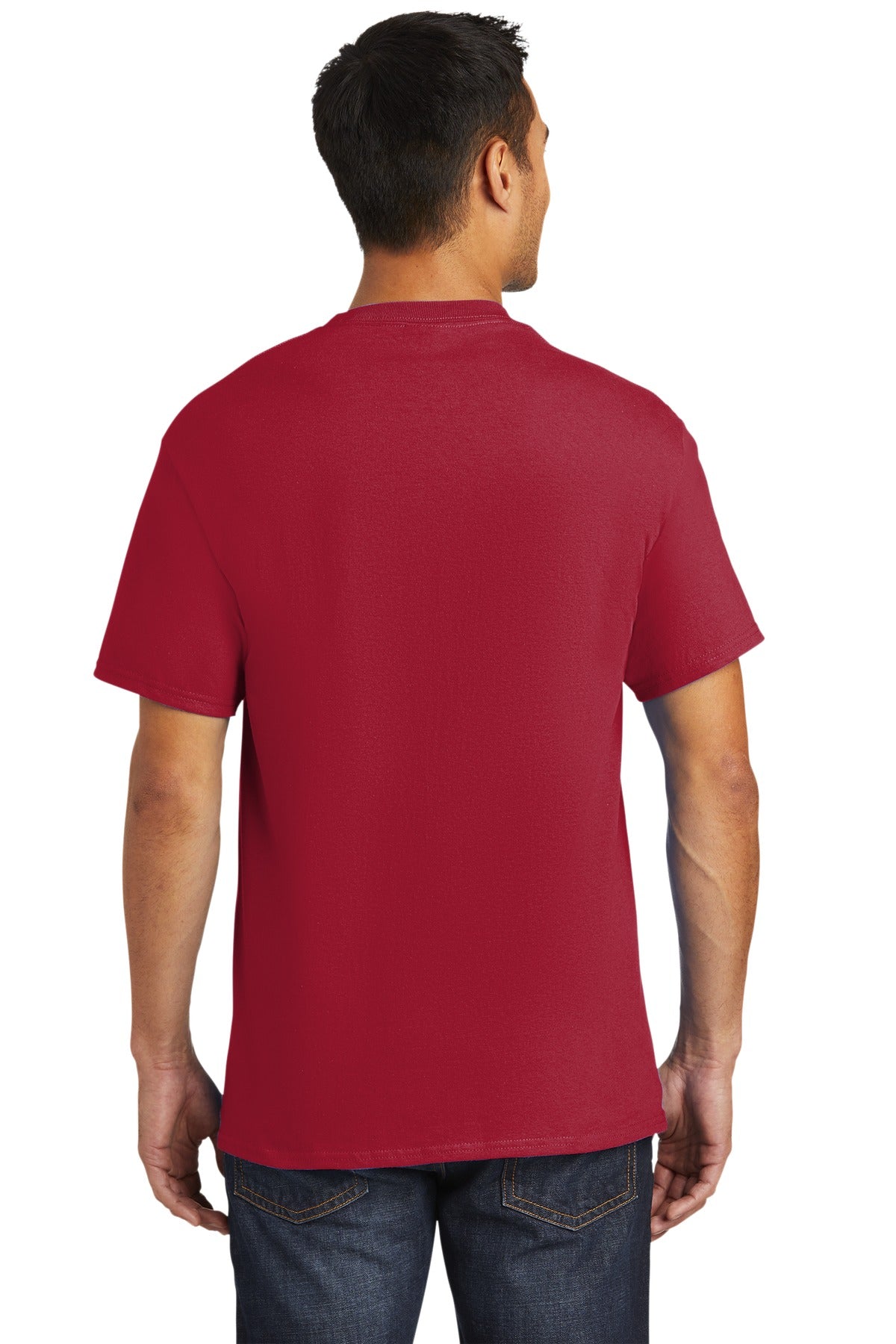 Custom Embroidered Port & Company - Tall Essential Pocket Tee. PC61PT,Red