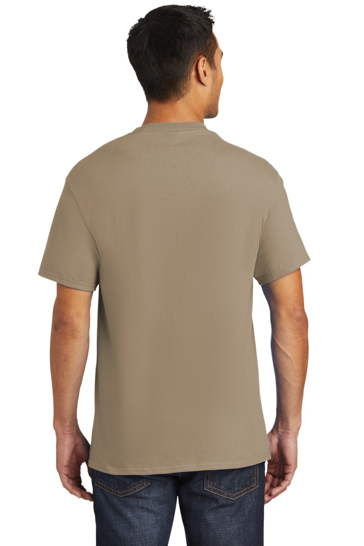 Custom Embroidered Port & Company - Tall Essential Pocket Tee. PC61PT,Sand