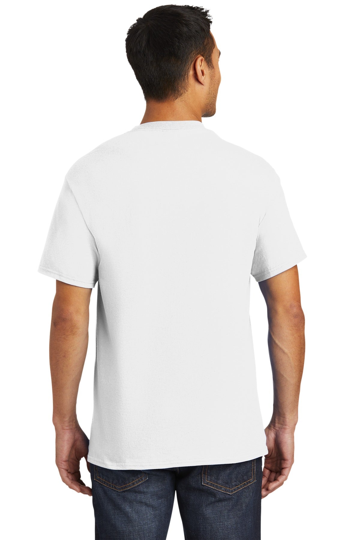 Custom Embroidered Port & Company - Tall Essential Pocket Tee. PC61PT,White