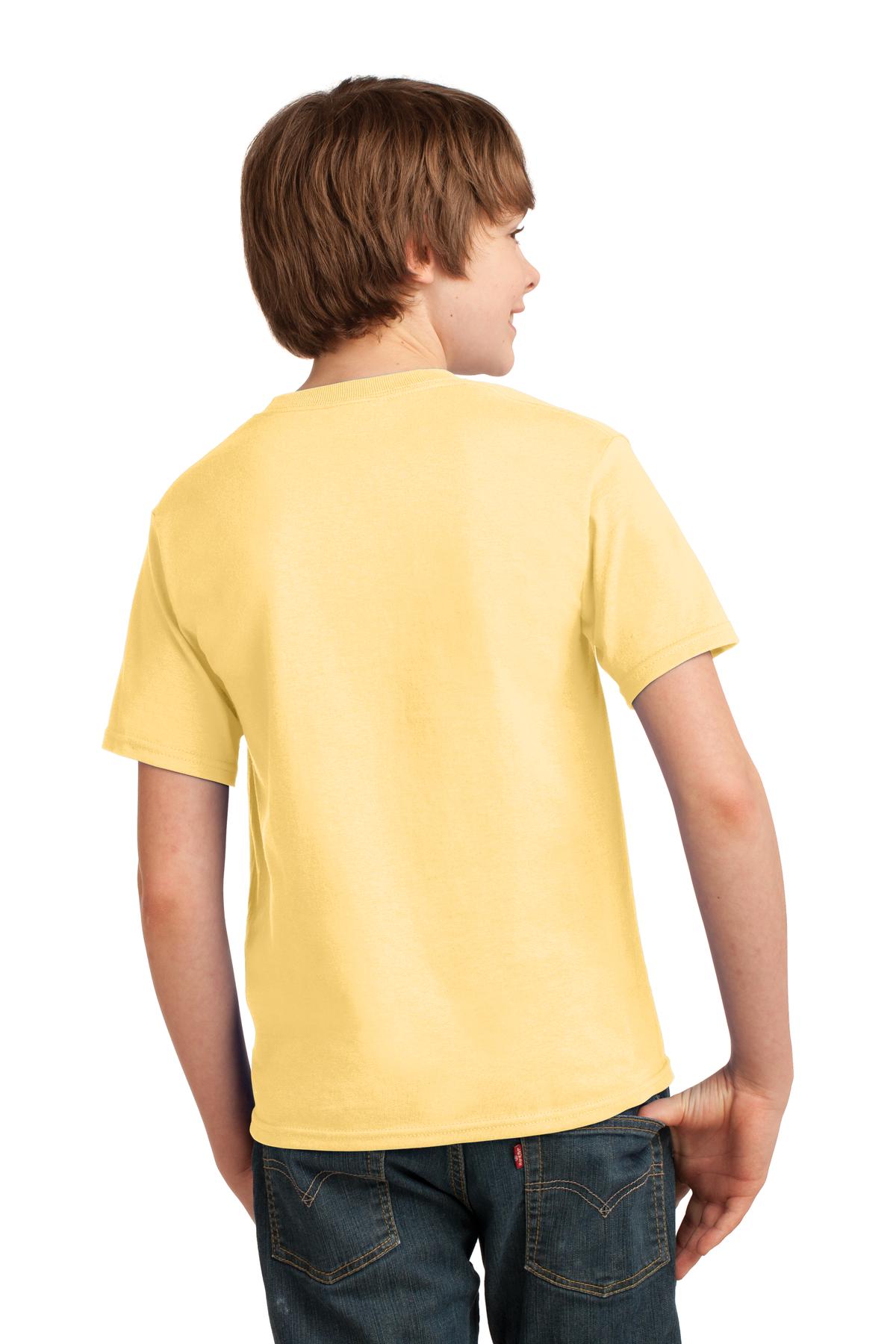 Custom Embroidered Port & Company Youth Essential Tee. PC61Y,Daffodil Yellow