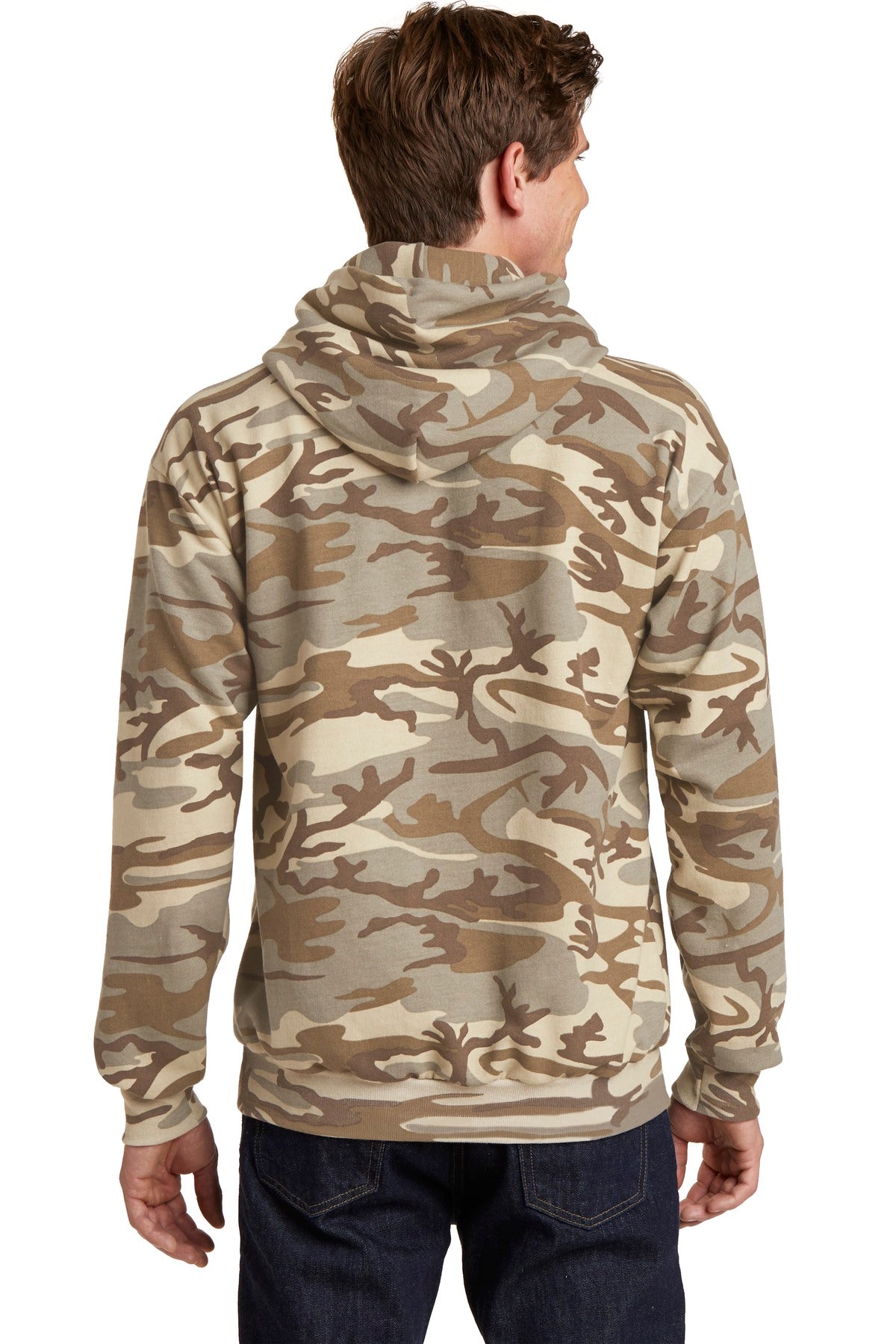 Custom Embroidered Port & Company Core Fleece Camo Pullover Hooded Sweatshirt. PC78HC,Desert Camo