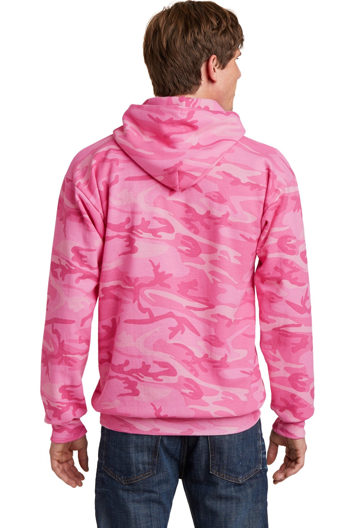 Custom Embroidered Port & Company Core Fleece Camo Pullover Hooded Sweatshirt. PC78HC,Pink Camo