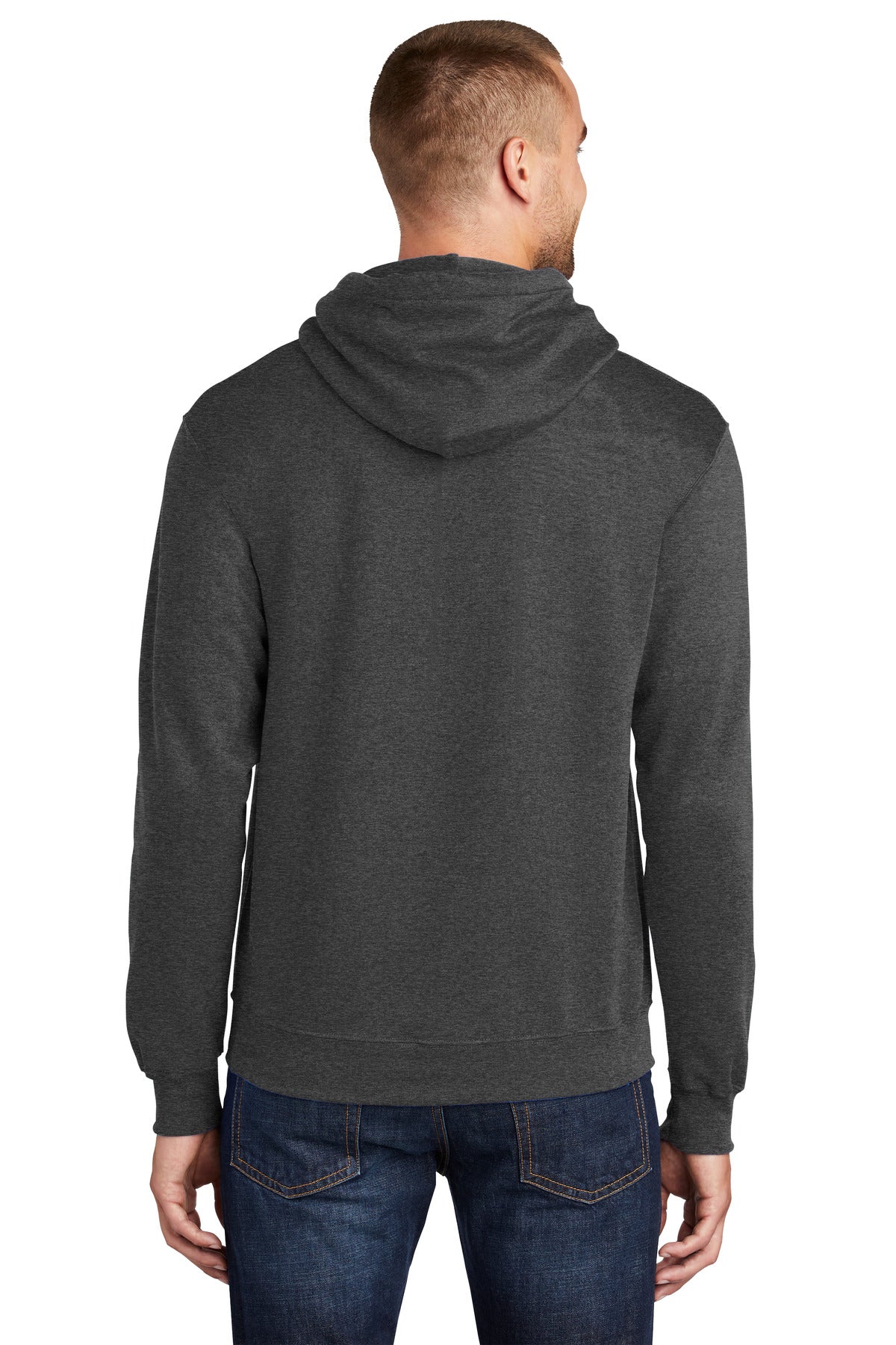 Custom Embroidered Port & Company Tall Core Fleece Pullover Hooded Sweatshirt PC78HT,Black Heather
