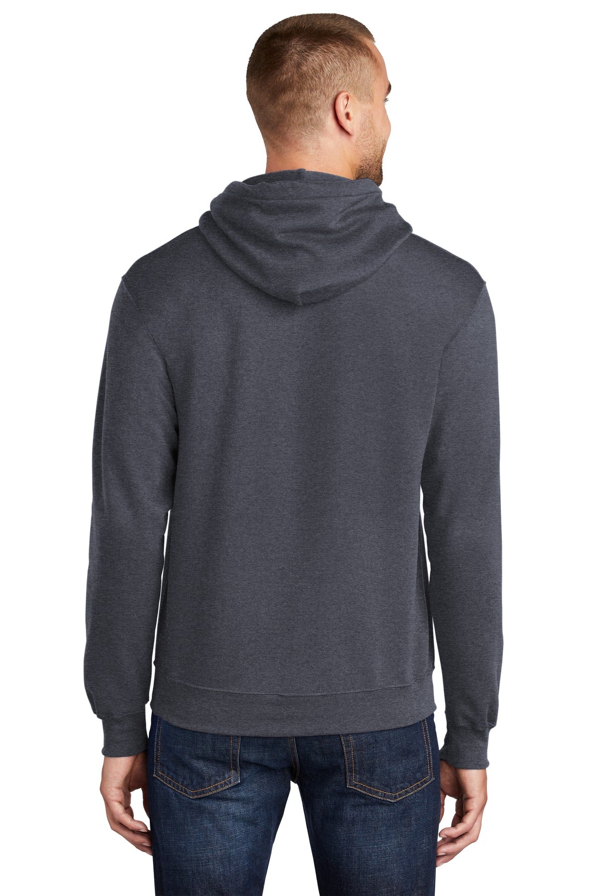 Custom Embroidered Port & Company Tall Core Fleece Pullover Hooded Sweatshirt PC78HT,Heather Navy