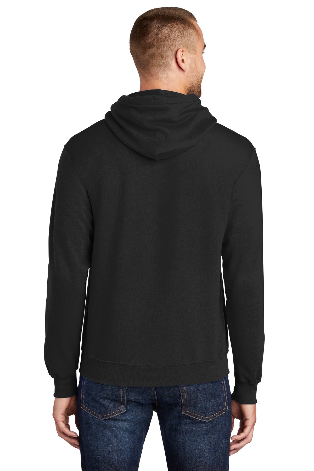 Custom Embroidered Port & Company Tall Core Fleece Pullover Hooded Sweatshirt PC78HT,Jet Black