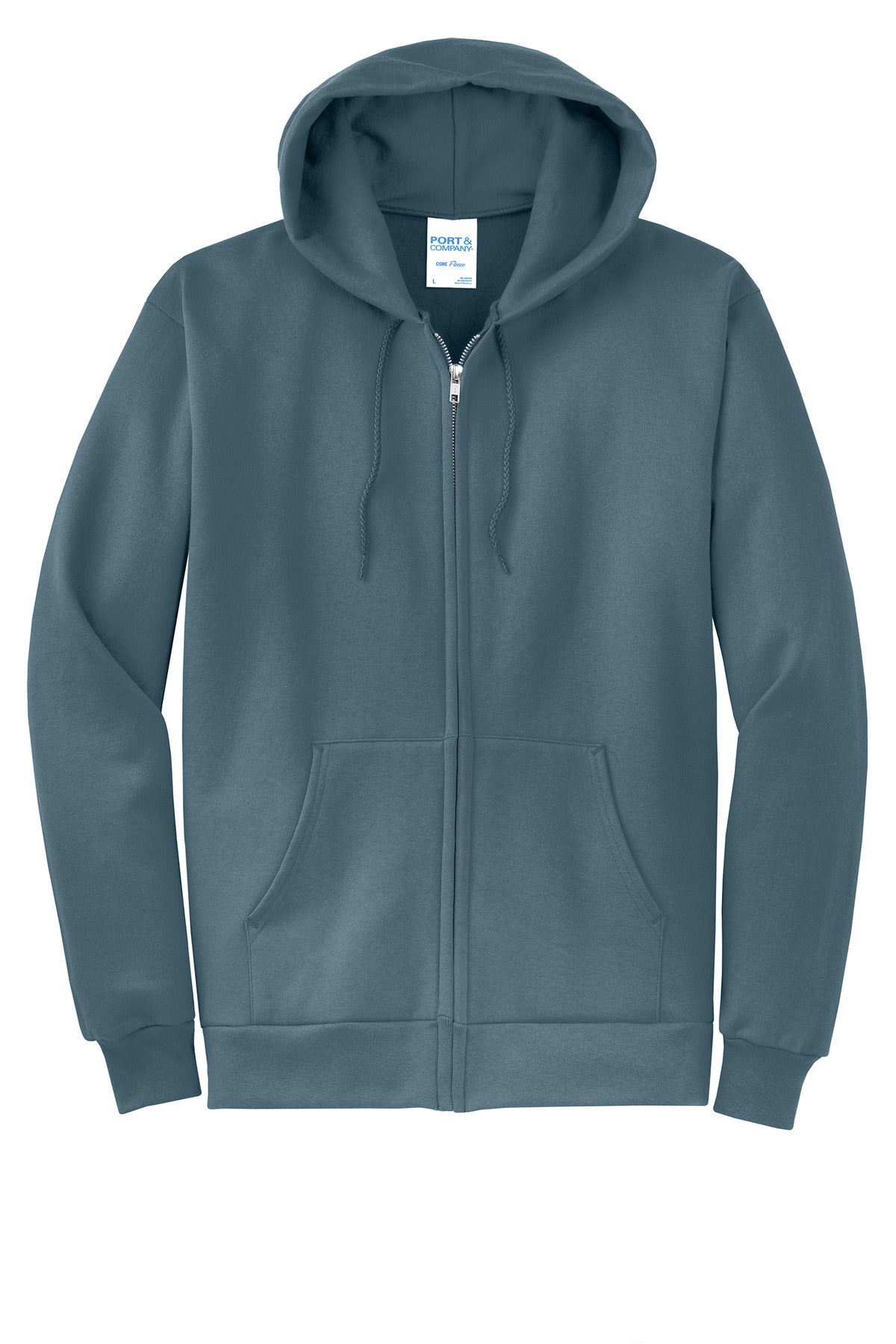 Port & Company - Core Fleece Full-Zip Hooded Sweatshirt. PC78ZH Steel Blue