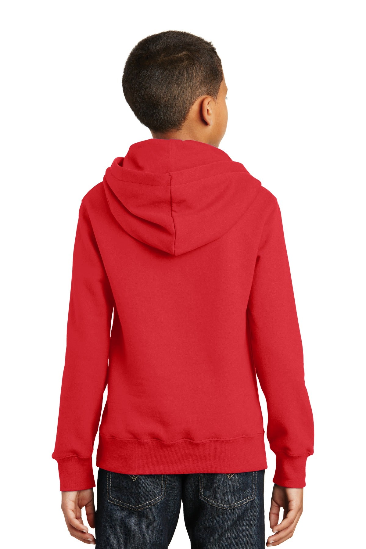 Custom Embroidered Port & Company Youth Fan Favorite Fleece Pullover Hooded Sweatshirt. PC850YH,Bright Red