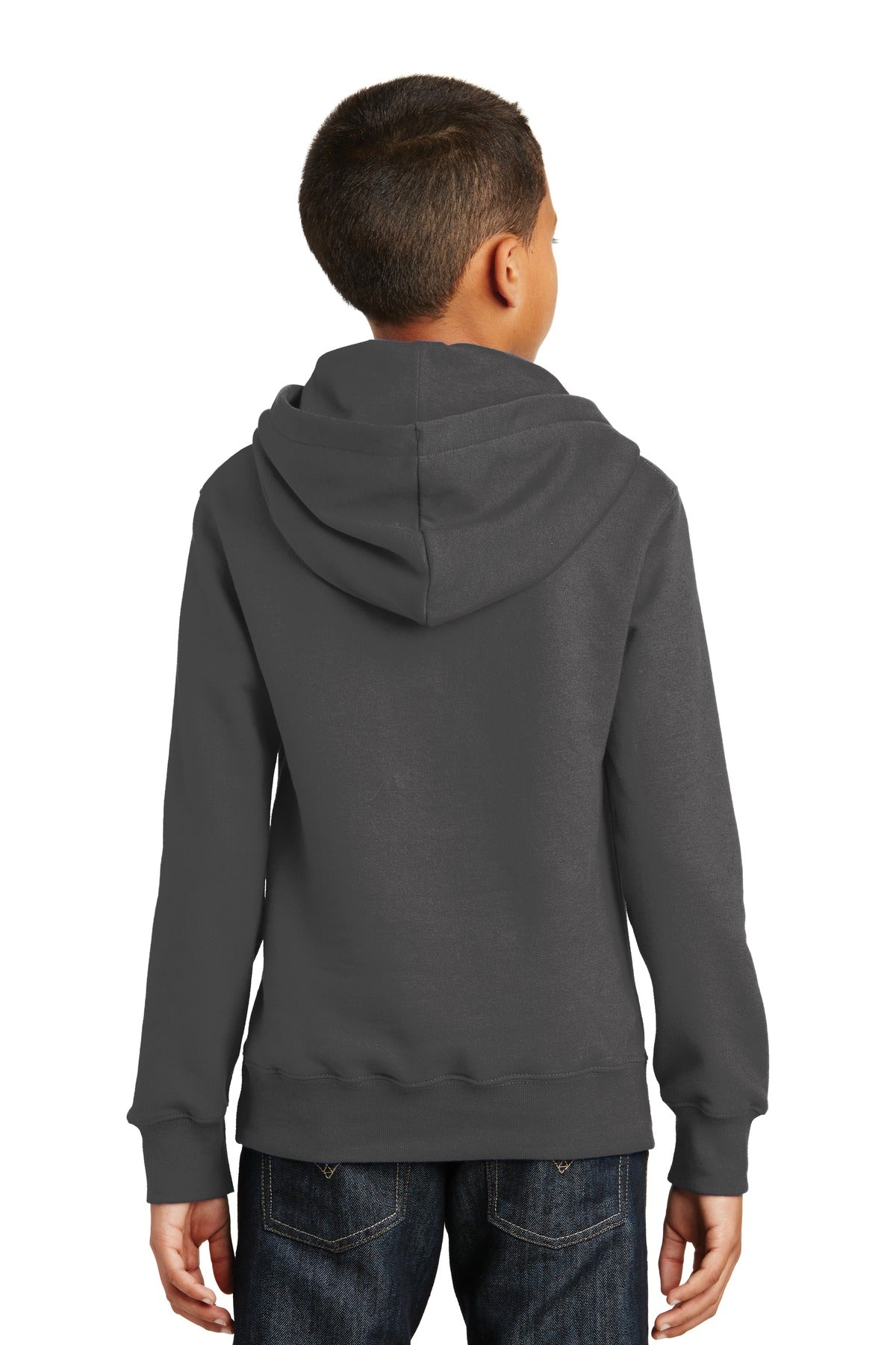 Custom Embroidered Port & Company Youth Fan Favorite Fleece Pullover Hooded Sweatshirt. PC850YH,Charcoal