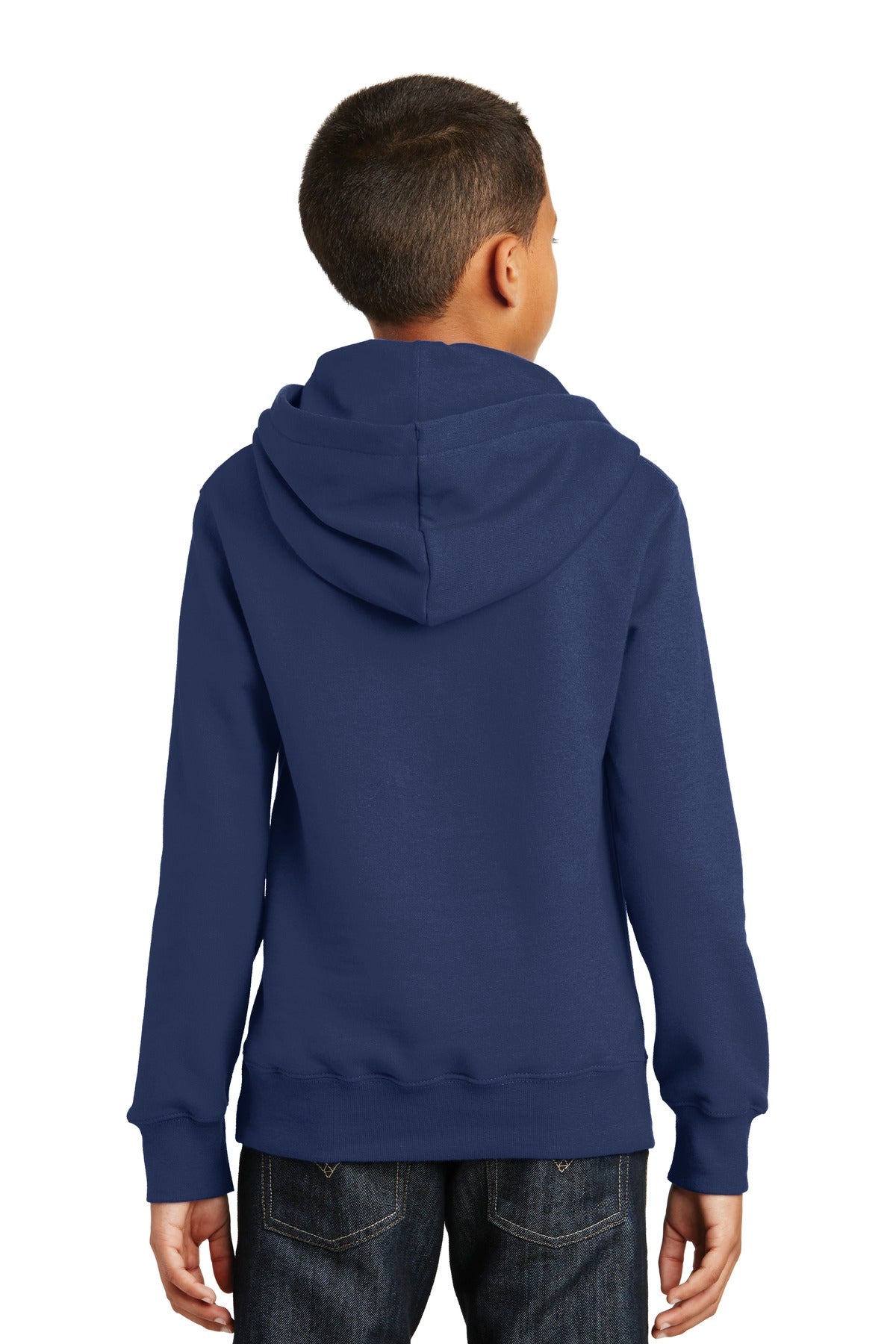 Custom Embroidered Port & Company Youth Fan Favorite Fleece Pullover Hooded Sweatshirt. PC850YH,Team Navy