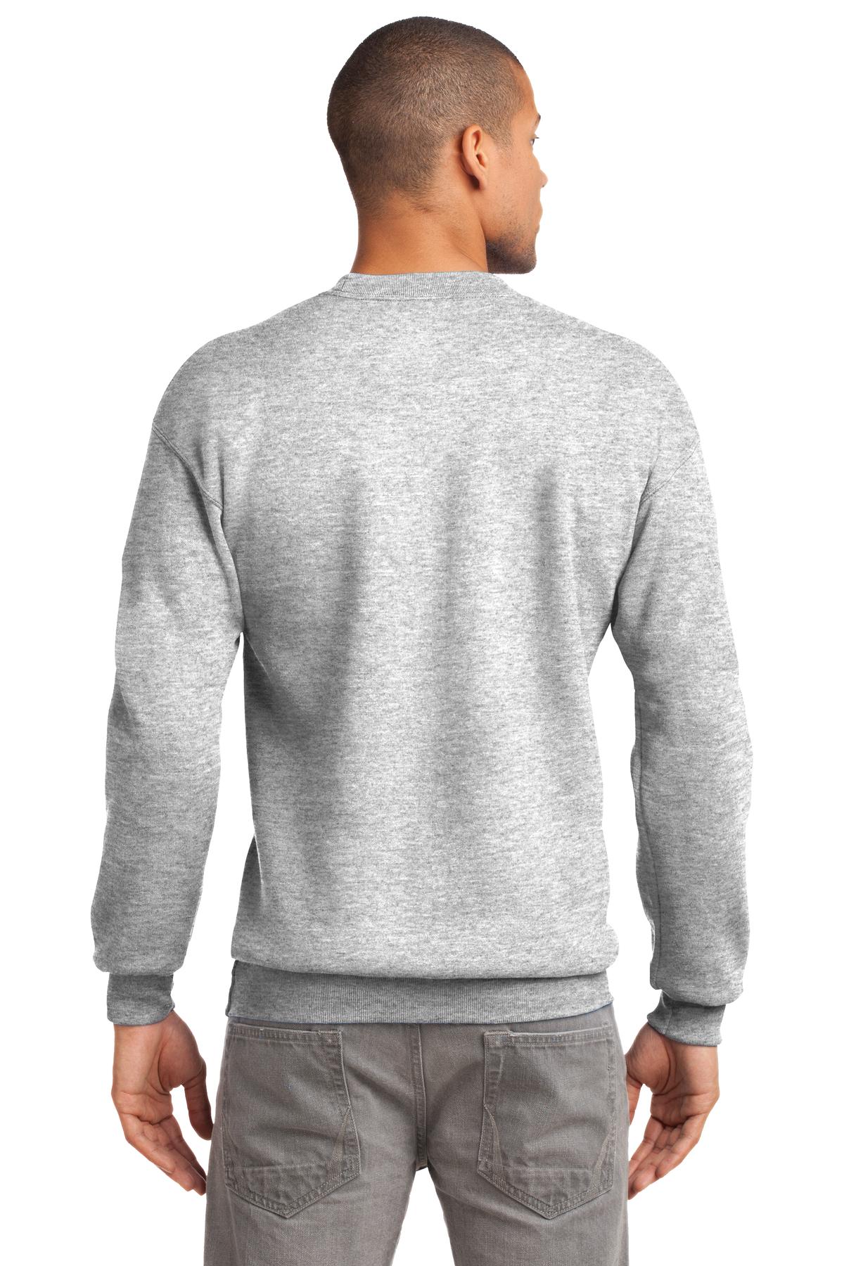 Custom Embroidered Port & Company Tall Essential Fleece Crewneck Sweatshirt. PC90T,Ash