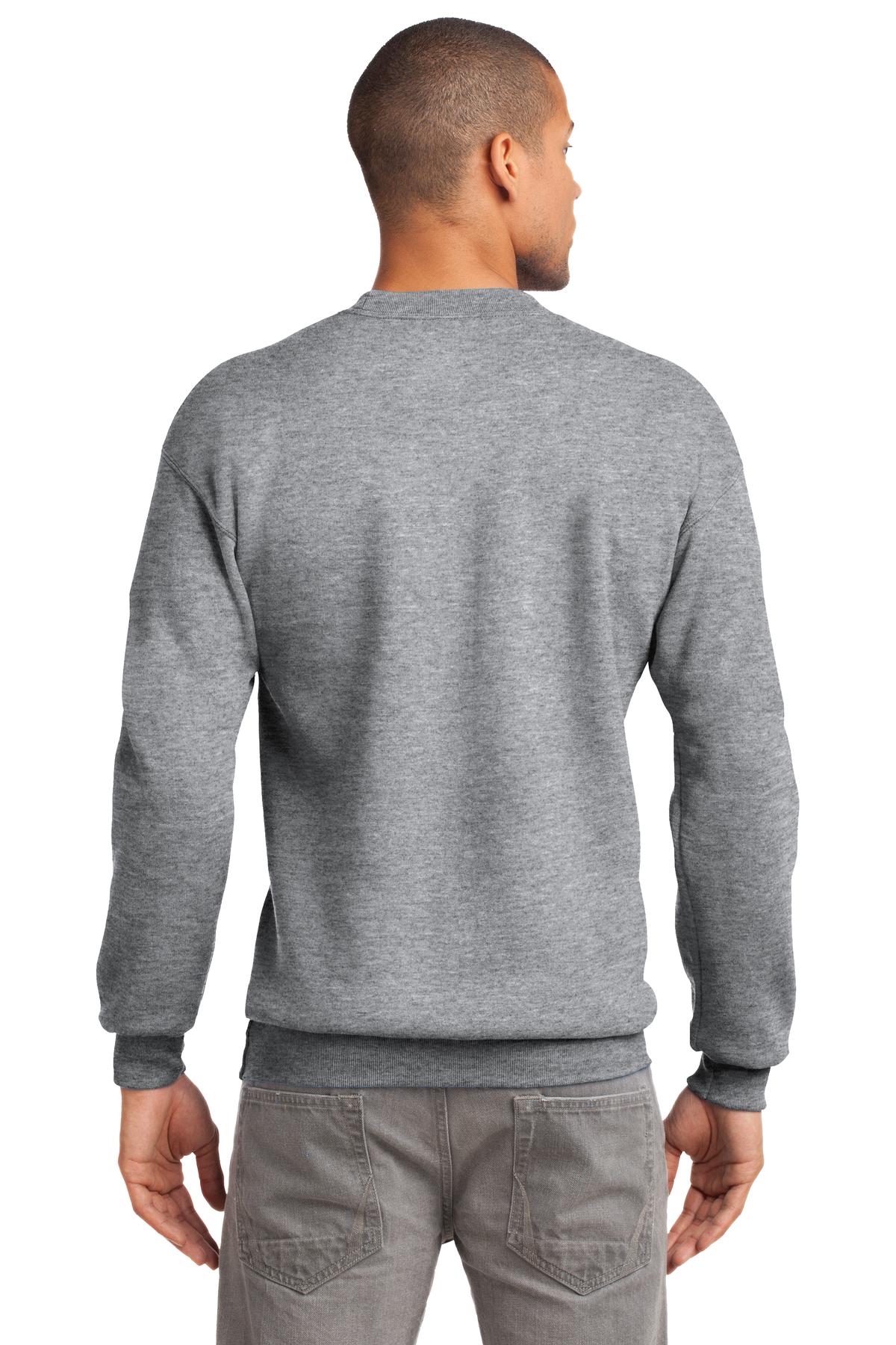 Custom Embroidered Port & Company Tall Essential Fleece Crewneck Sweatshirt. PC90T,Athletic Heather