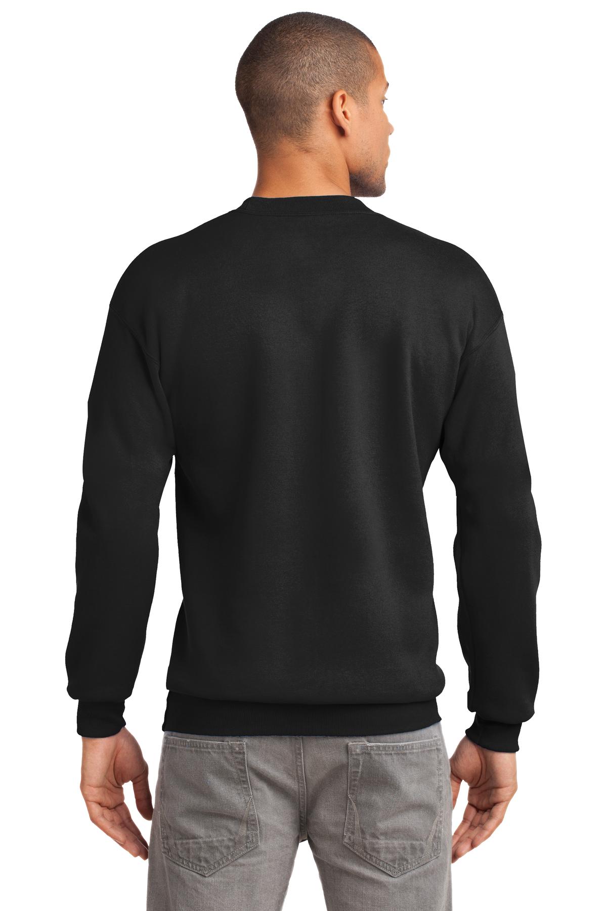 Custom Embroidered Port & Company Tall Essential Fleece Crewneck Sweatshirt. PC90T,Jet Black