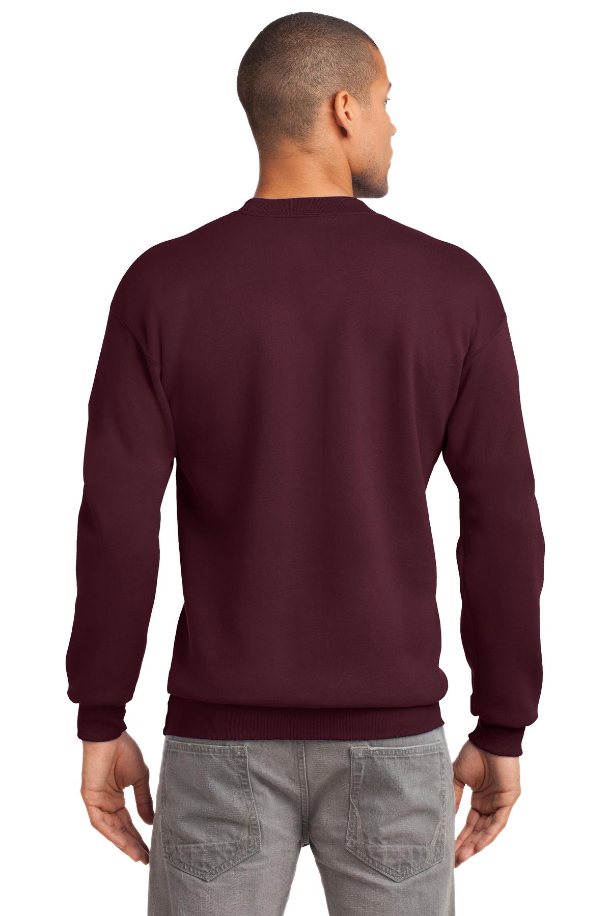 Custom Embroidered Port & Company Tall Essential Fleece Crewneck Sweatshirt. PC90T,Maroon