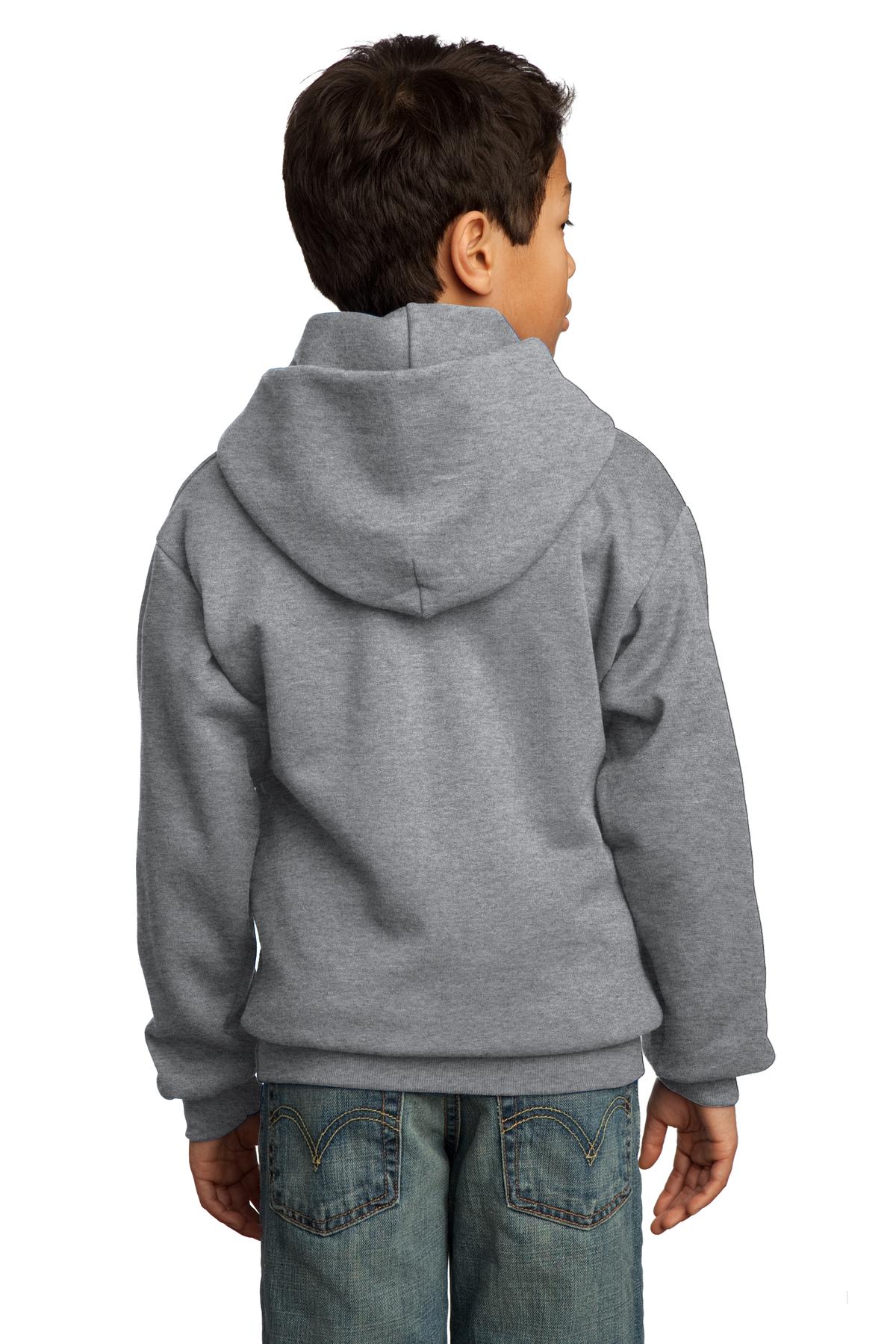 Custom Embroidered Port & Company - Youth Core Fleece Pullover Hooded Sweatshirt. PC90YH,Athletic Heather