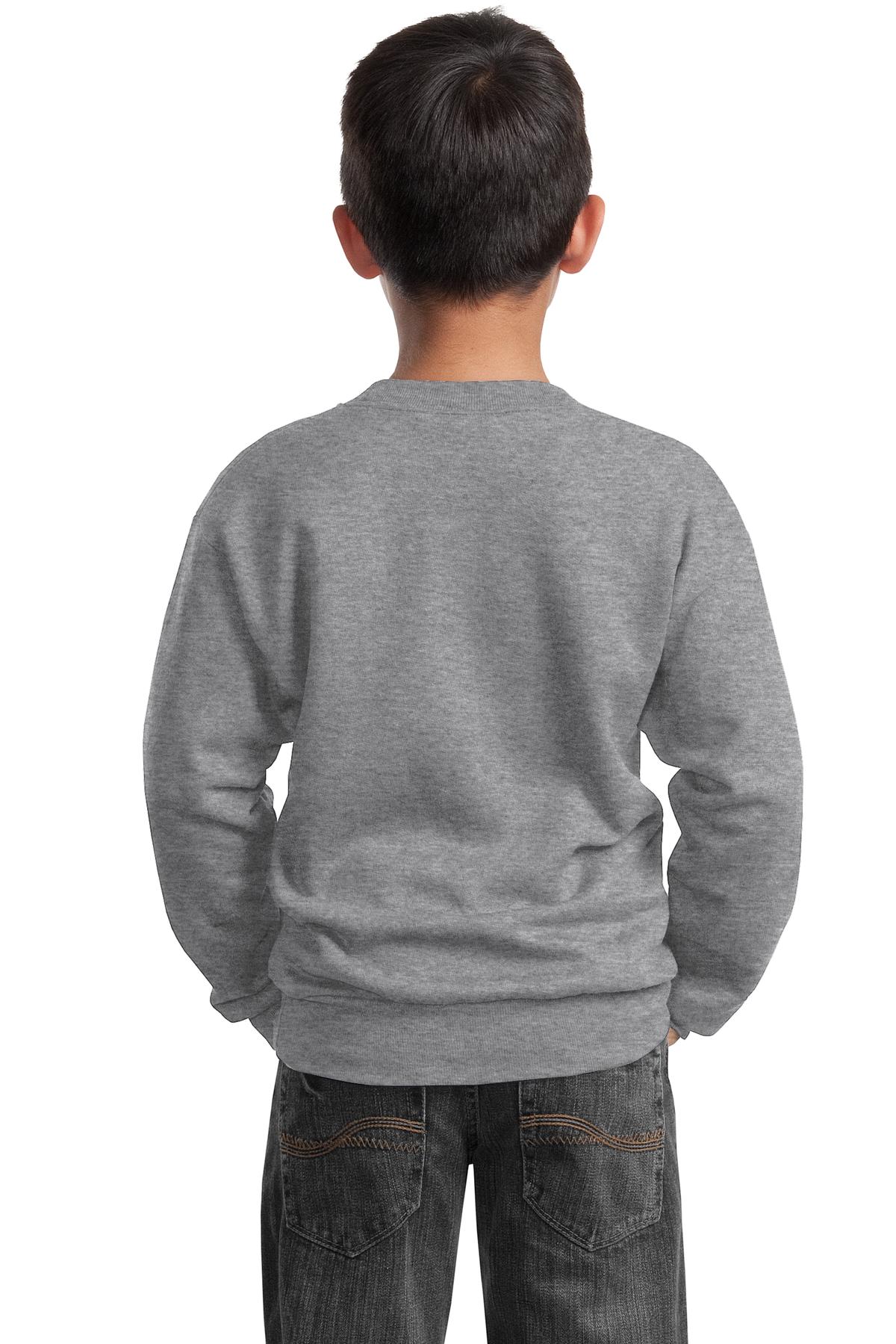 Custom Embroidered Port & Company Youth Core Fleece Crewneck Sweatshirt. PC90Y,Athletic Heather