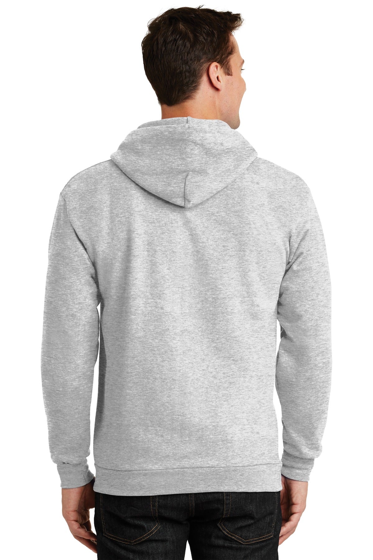 Custom Embroidered Port & Company Essential Fleece Full-Zip Hooded Sweatshirt. PC90ZH,Ash