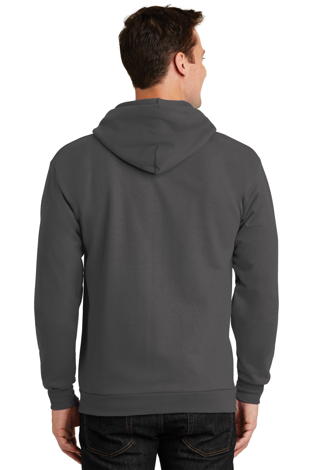 Custom Embroidered Port & Company Essential Fleece Full-Zip Hooded Sweatshirt. PC90ZH,Charcoal