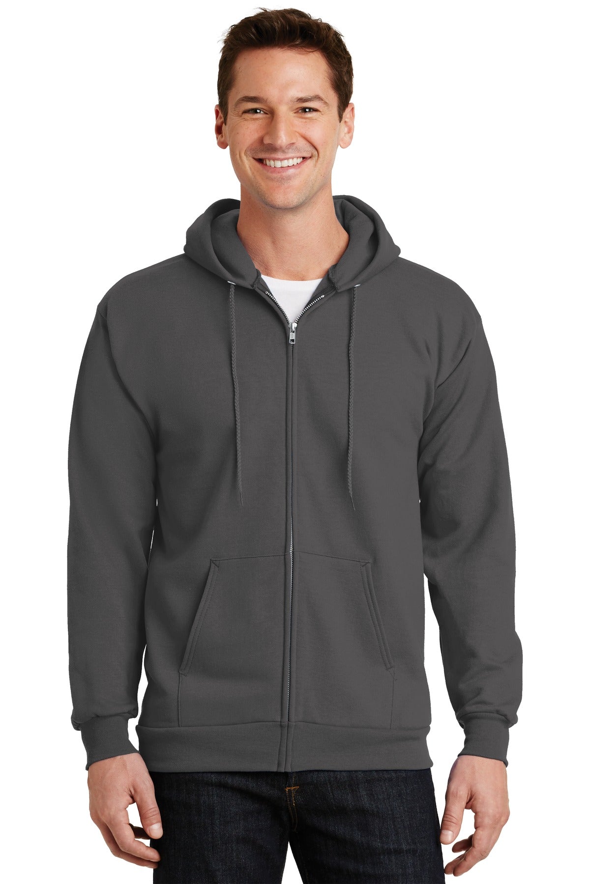 Port & Company Essential Fleece Full-Zip Hooded Sweatshirt. PC90ZH