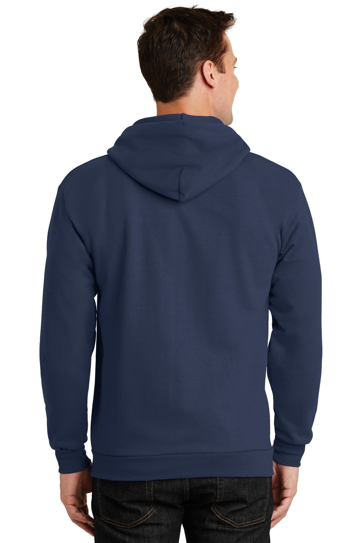 Custom Embroidered Port & Company Essential Fleece Full-Zip Hooded Sweatshirt. PC90ZH,Navy