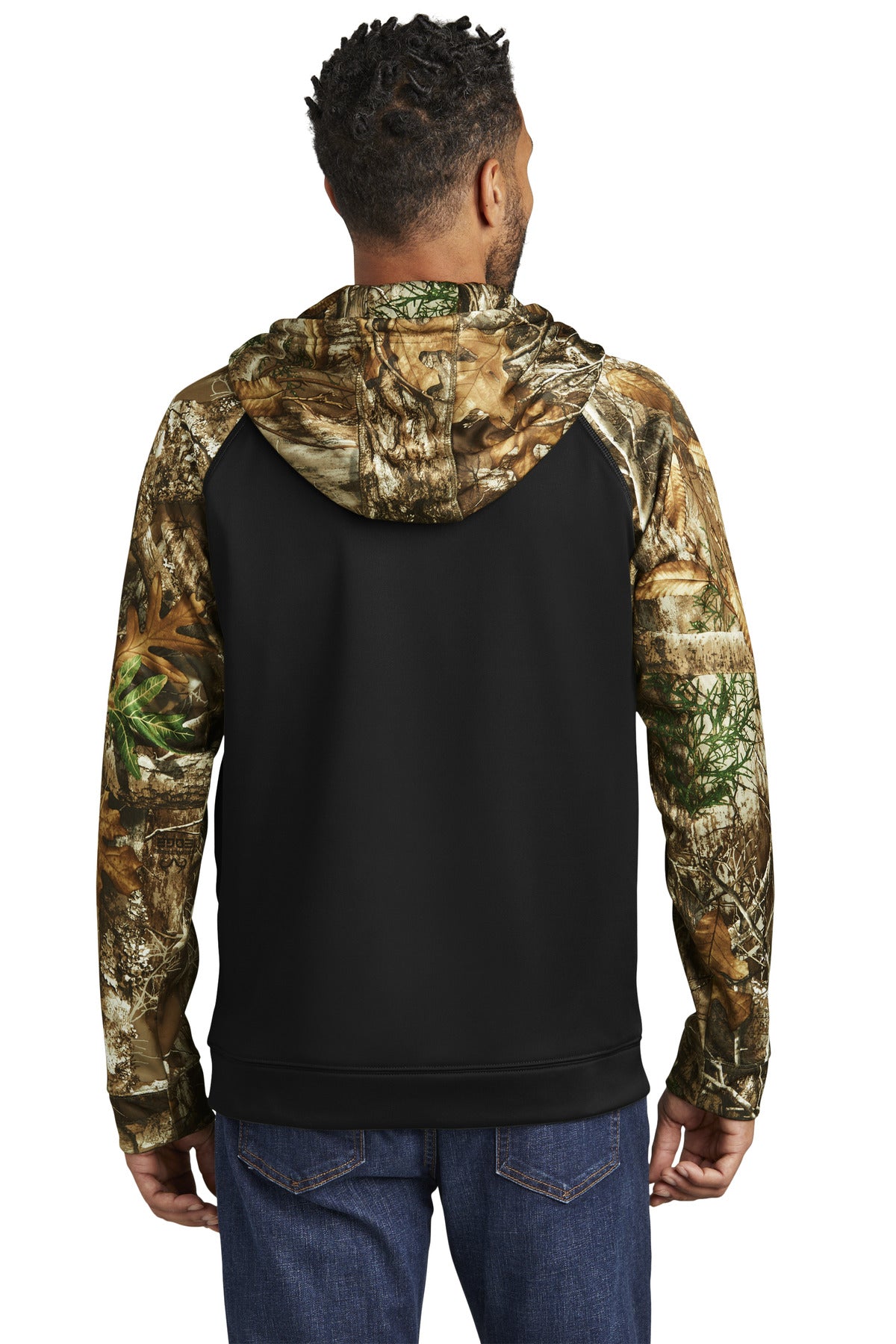 Custom Embroidered Russell Outdoors Realtree Performance Colorblock Full-Zip Hoodie RU452,Black/ Realtree Edge
