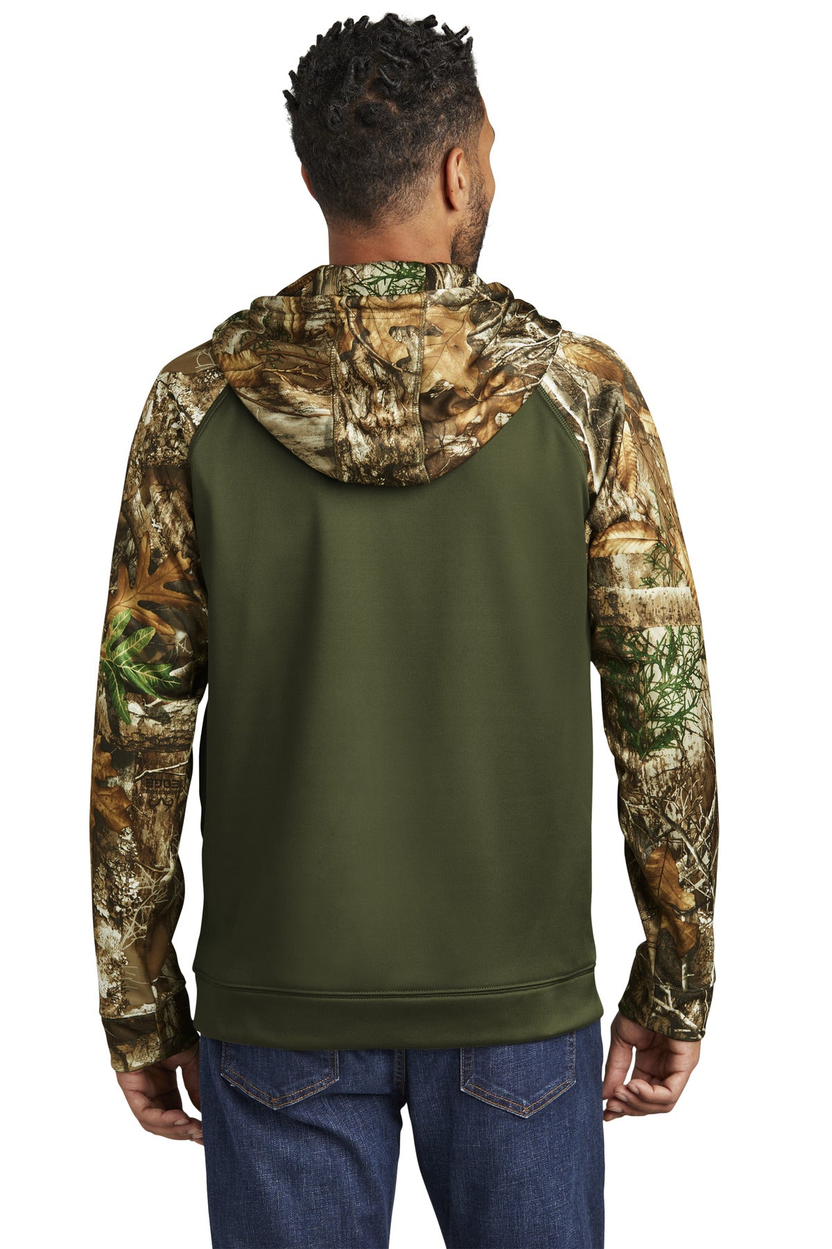 Custom Embroidered Russell Outdoors Realtree Performance Colorblock Full-Zip Hoodie RU452,Olive Drab Green/ Realtree Edge