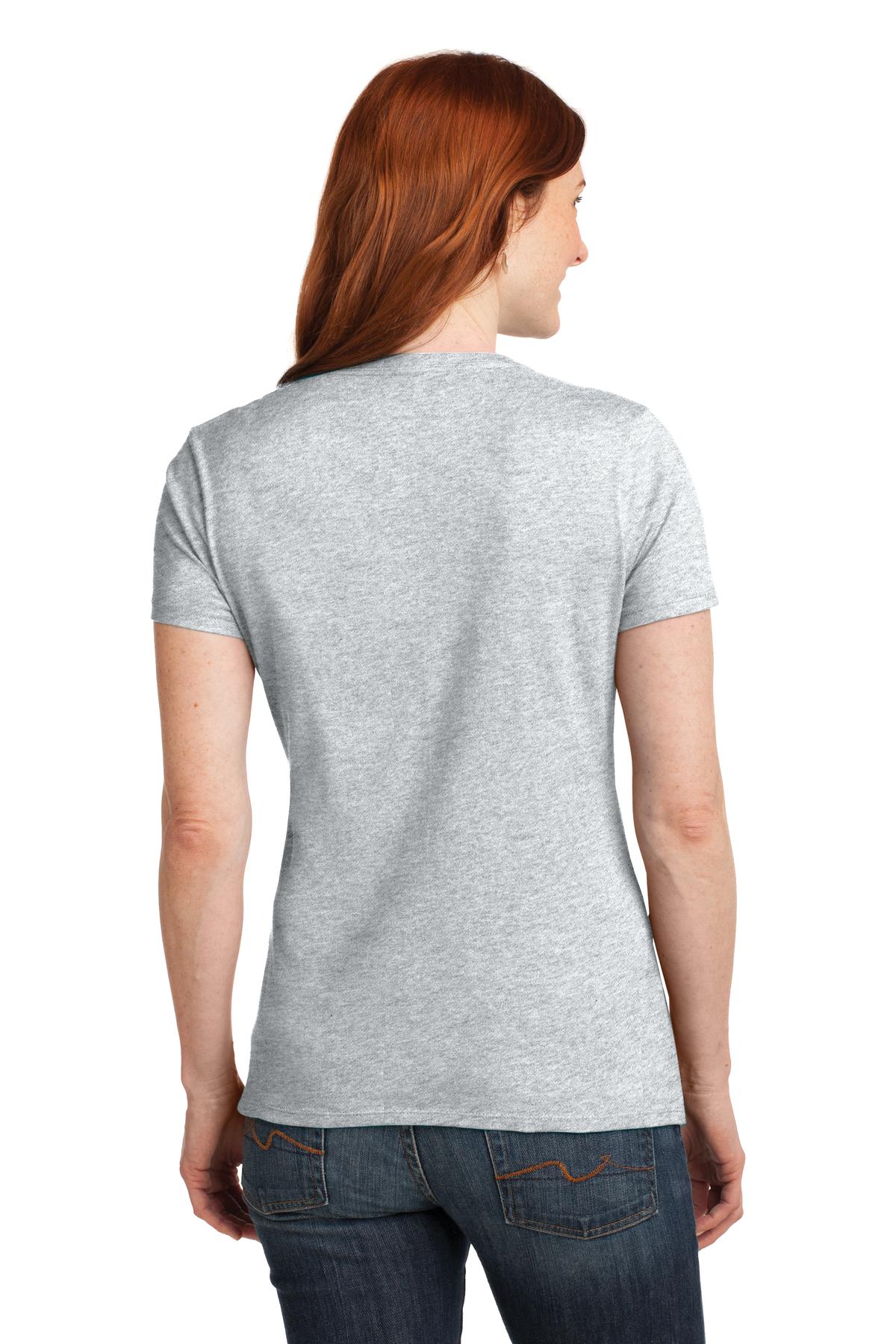 Custom Embroidered Hanes Women's Perfect-T Cotton V-Neck T-Shirt. S04V,Ash