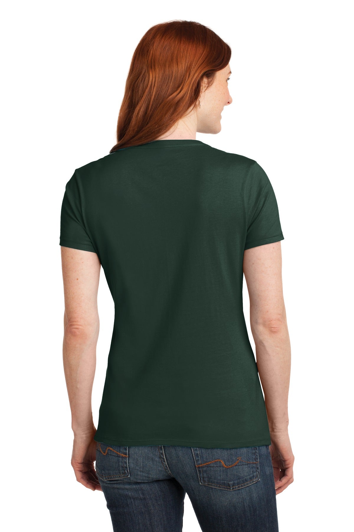 Custom Embroidered Hanes Women's Perfect-T Cotton V-Neck T-Shirt. S04V,Deep Forest