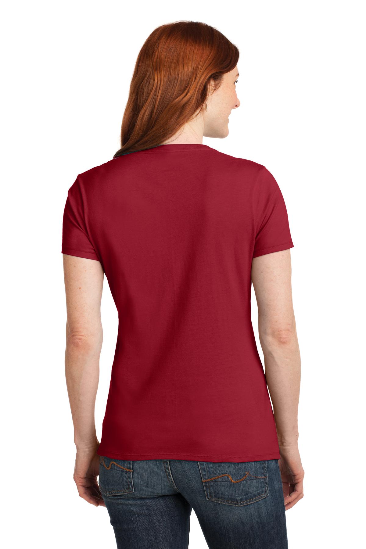 Custom Embroidered Hanes Women's Perfect-T Cotton V-Neck T-Shirt. S04V,Deep Red