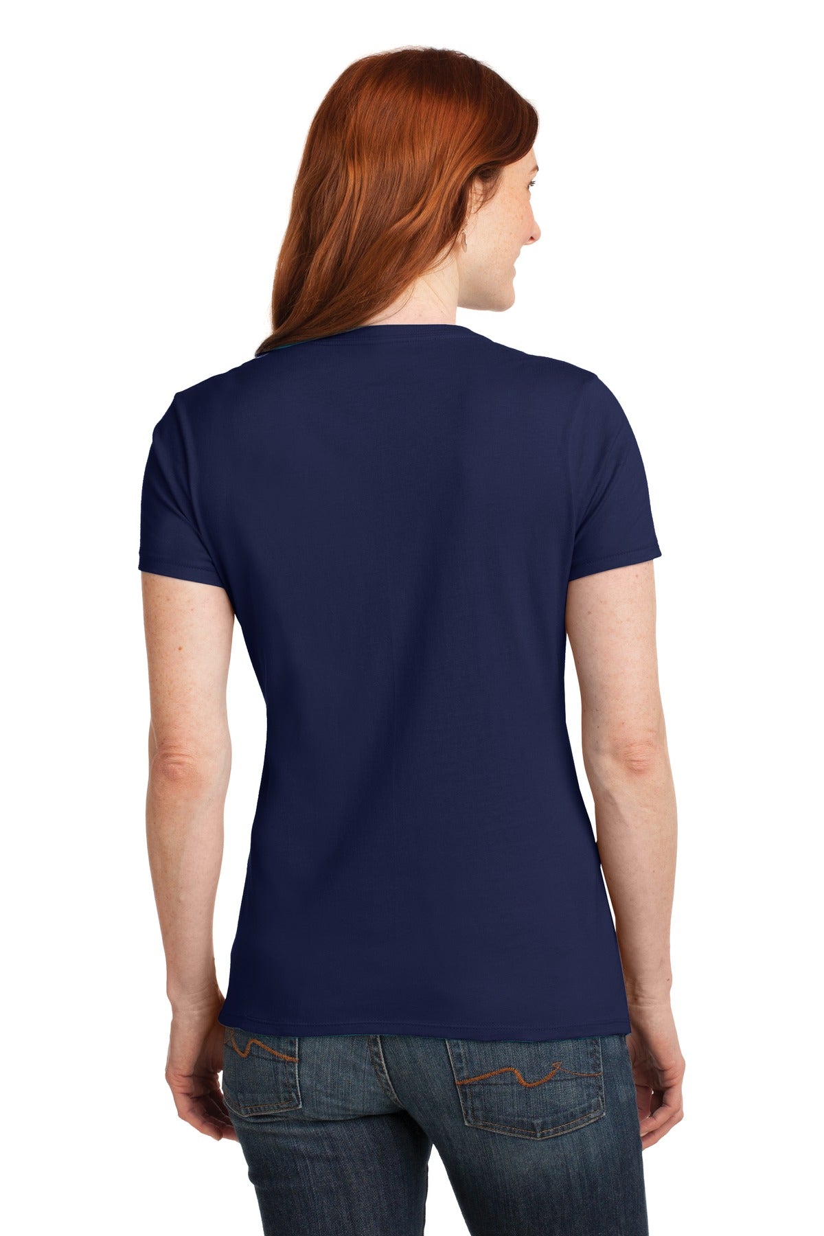 Custom Embroidered Hanes Women's Perfect-T Cotton V-Neck T-Shirt. S04V,Navy
