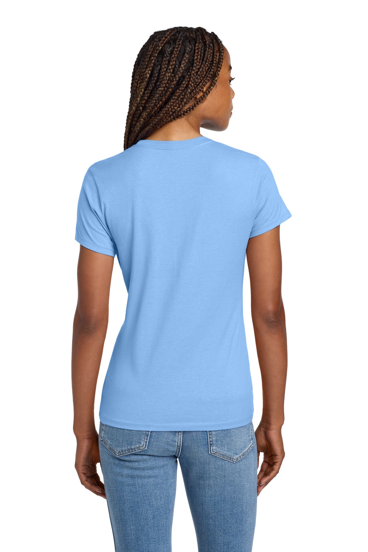 Custom Embroidered Hanes Women's Perfect-T Cotton T-Shirt. SL04,Carolina Blue