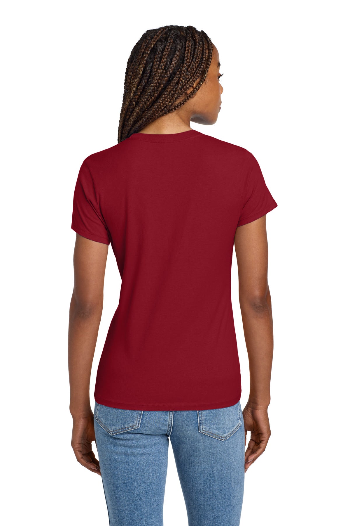 Custom Embroidered Hanes Women's Perfect-T Cotton T-Shirt. SL04,Deep Red
