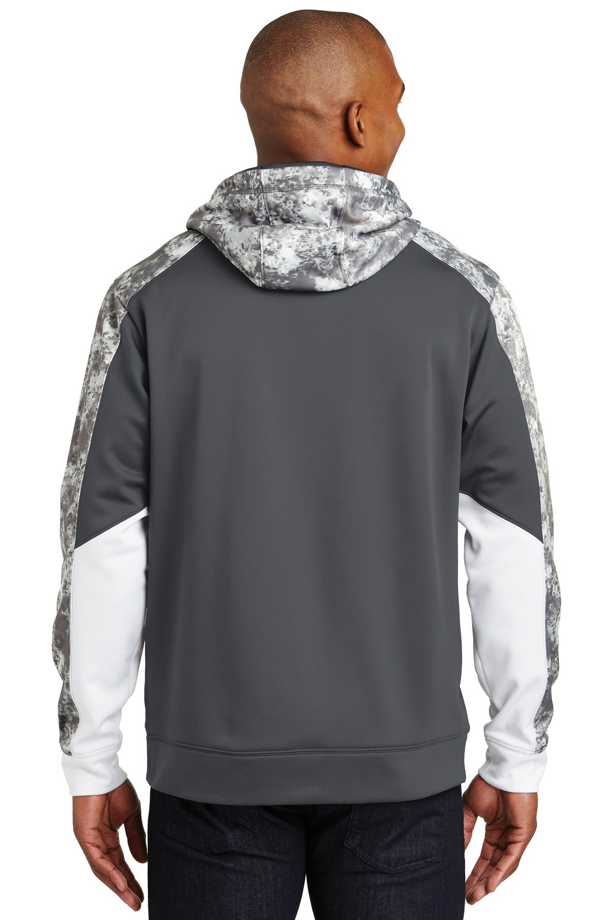Custom Embroidered Sport-Tek Sport-Wick Mineral Freeze Fleece Colorblock Hooded Pullover. ST231,Dark Smoke Grey/ Dark Smoke Grey