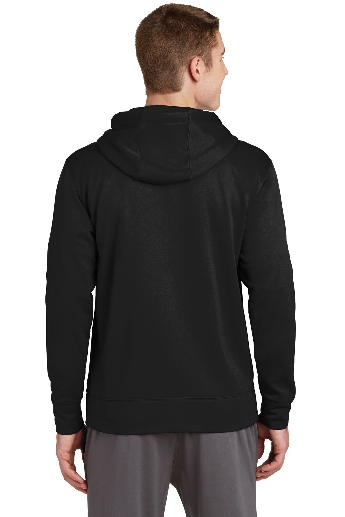 Custom Embroidered Sport-Tek Sport-Wick Fleece Full-Zip Hooded Jacket. ST238,Black