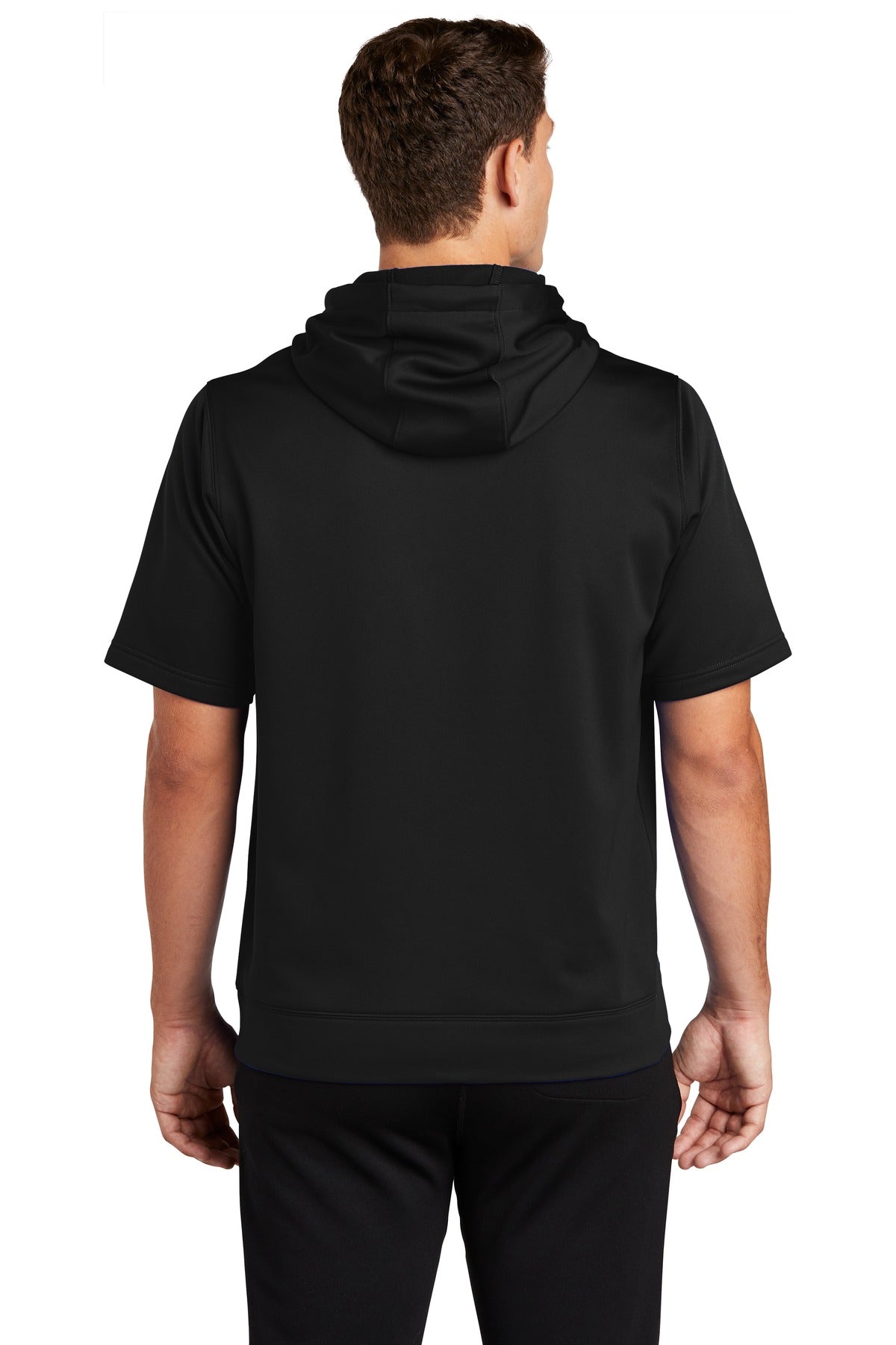 Custom Embroidered Sport-Tek Sport-Wick Fleece Short Sleeve Hooded Pullover. ST251,Black