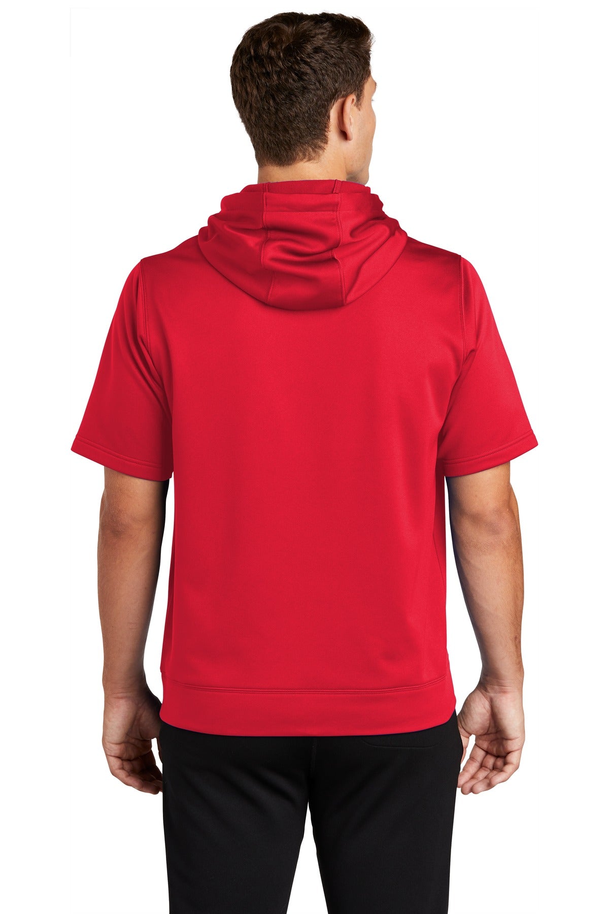 Custom Embroidered Sport-Tek Sport-Wick Fleece Short Sleeve Hooded Pullover. ST251,Deep Red
