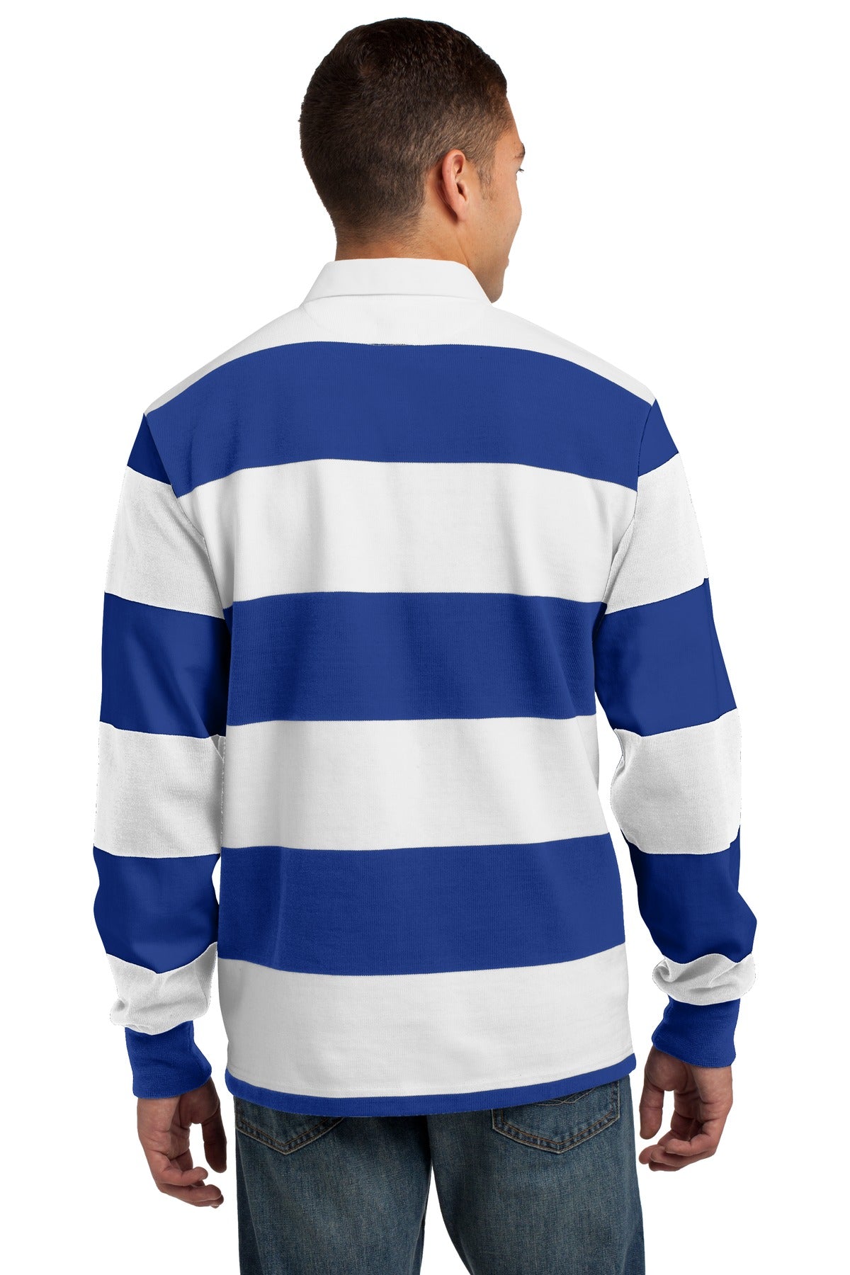 Custom Embroidered Sport-Tek Classic Long Sleeve Rugby Polo. ST301,True Royal/ White