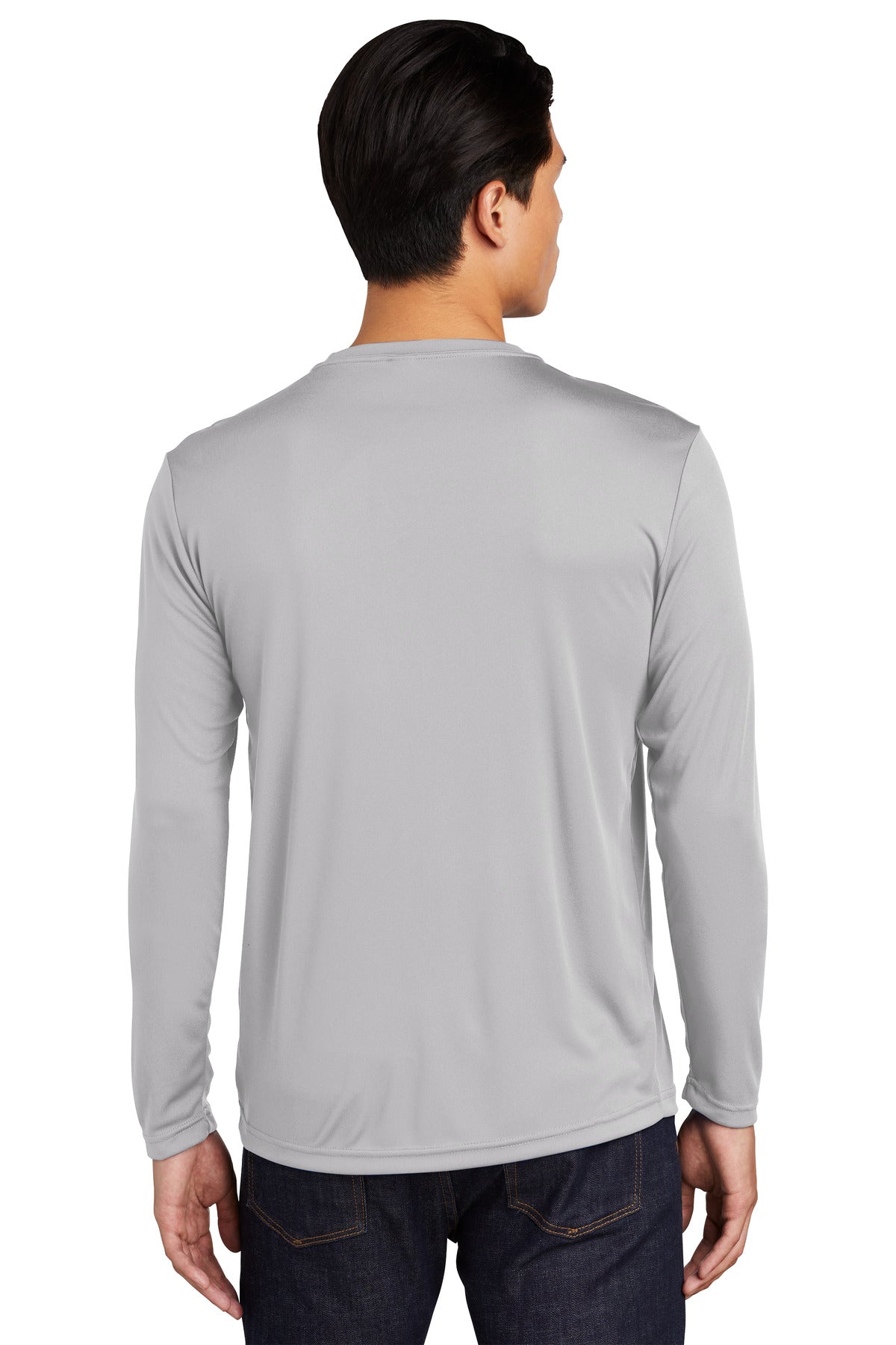 Custom Embroidered Sport-Tek Long Sleeve PosiCharge Competitor Tee. ST350LS,Silver